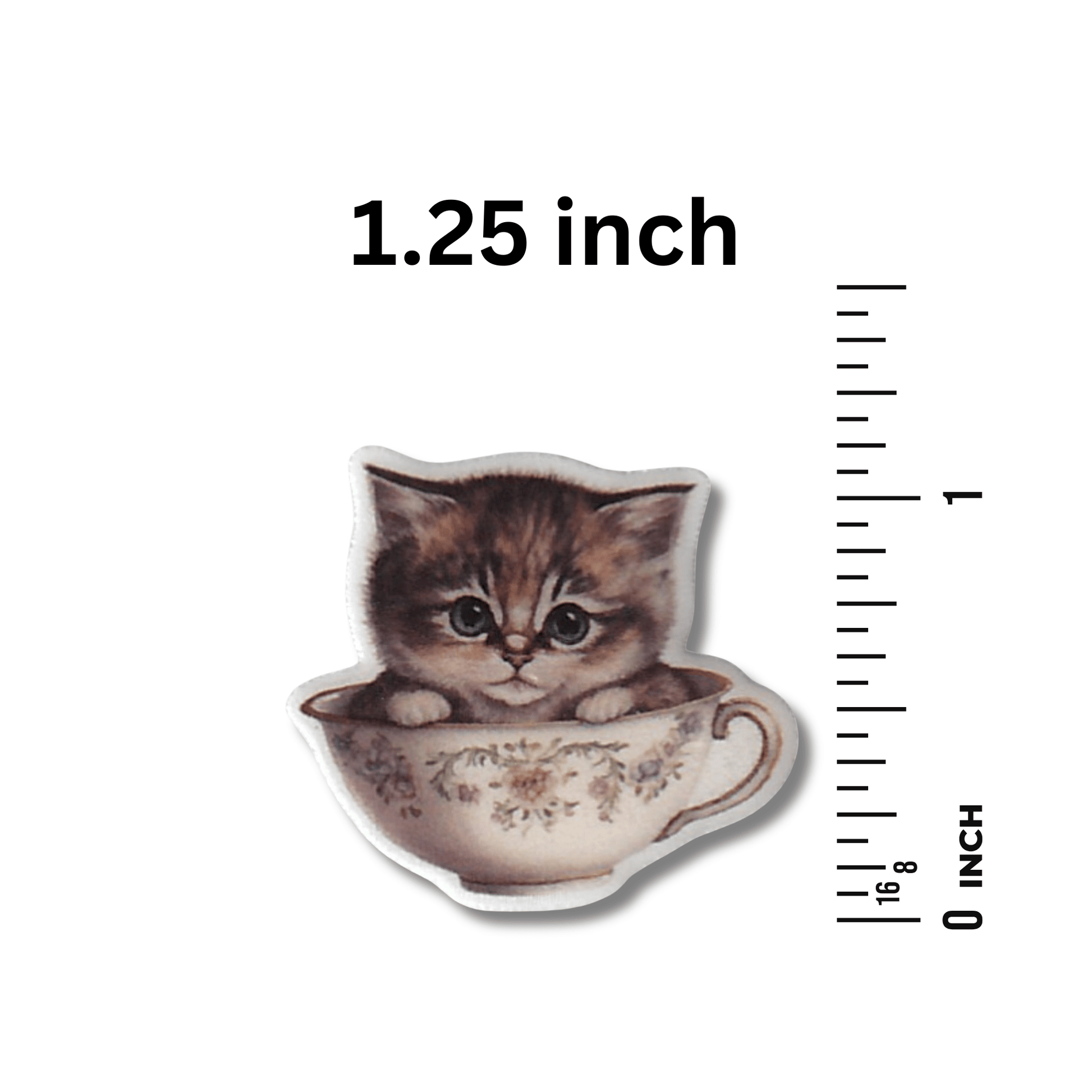 kitten in vintage teacup needle minder for sewing projects