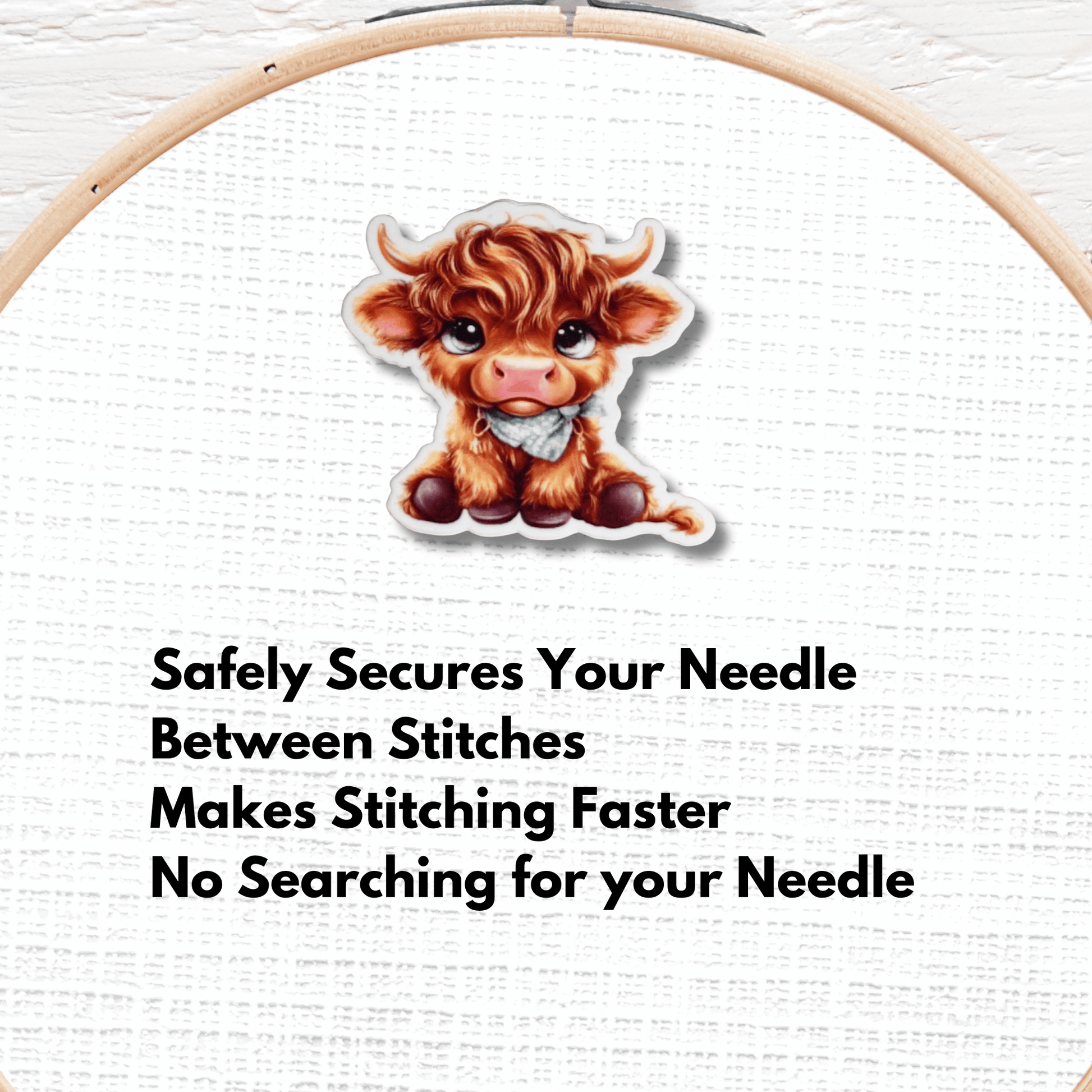 adorable baby highland cow bandana magnetic needle minder embroidery accessory