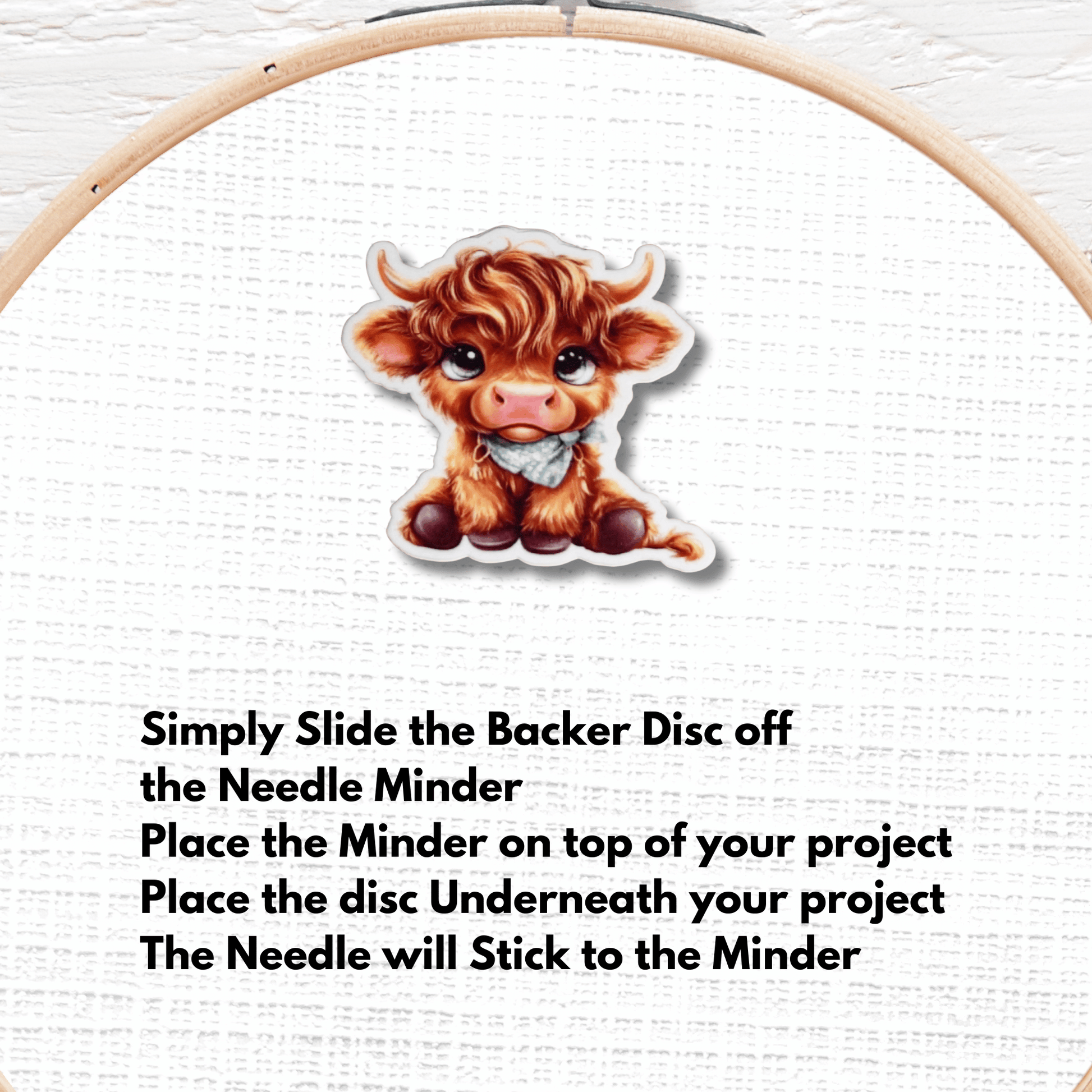 cute cow with bandana needle minder magnet cross stitch animal accessory