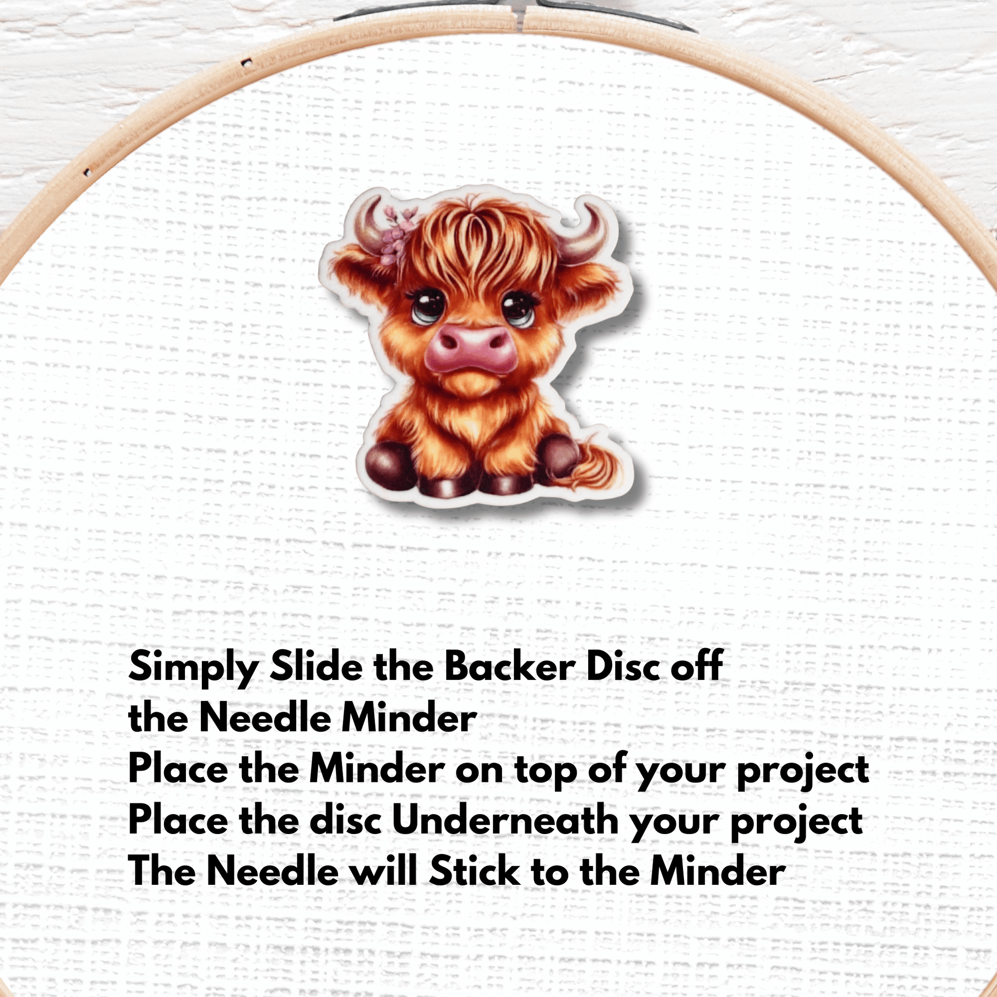 adorable cow with flower needle minder magnet cross stitch animal accessory