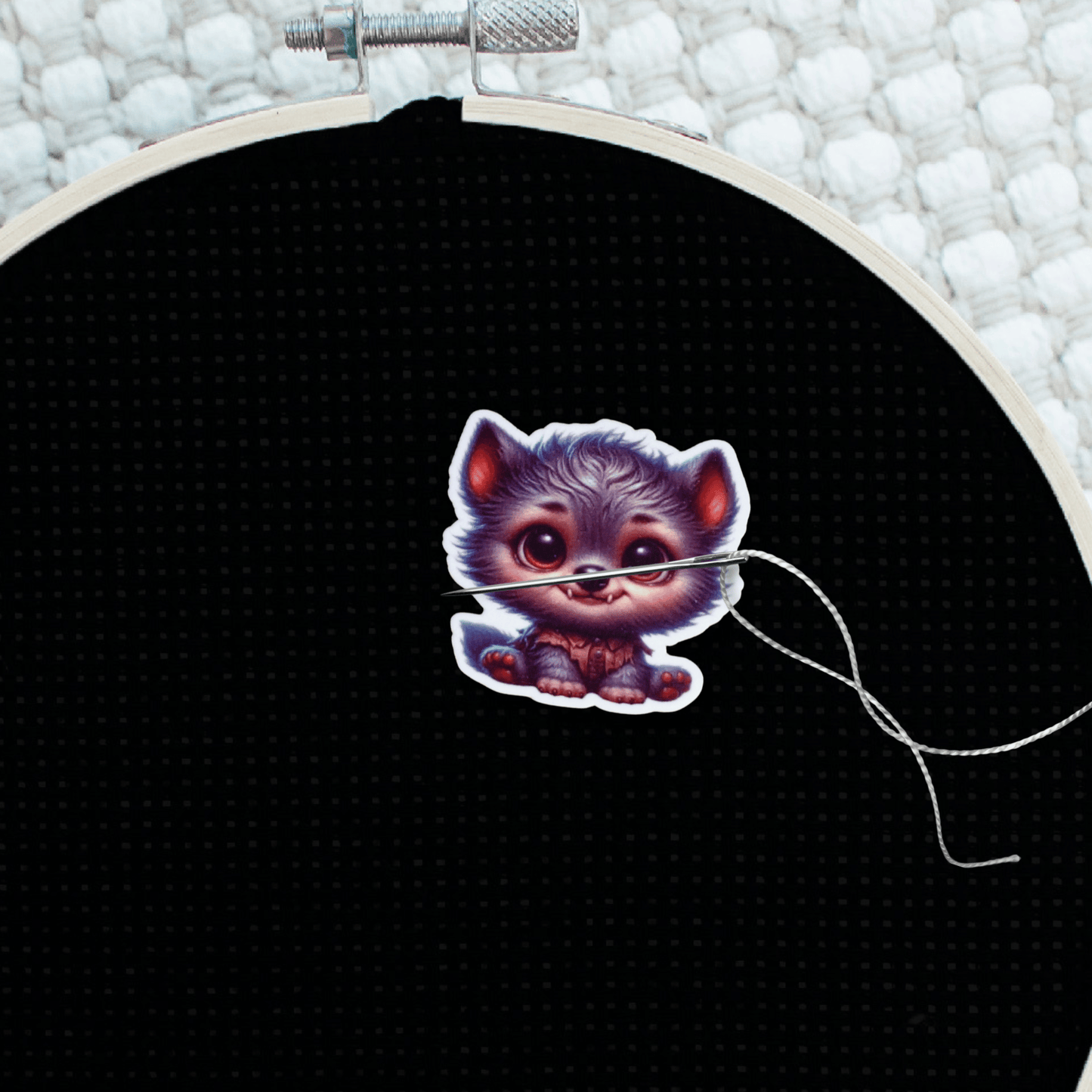 Decorative spooky baby werewolf magnet for cross stitch supplies