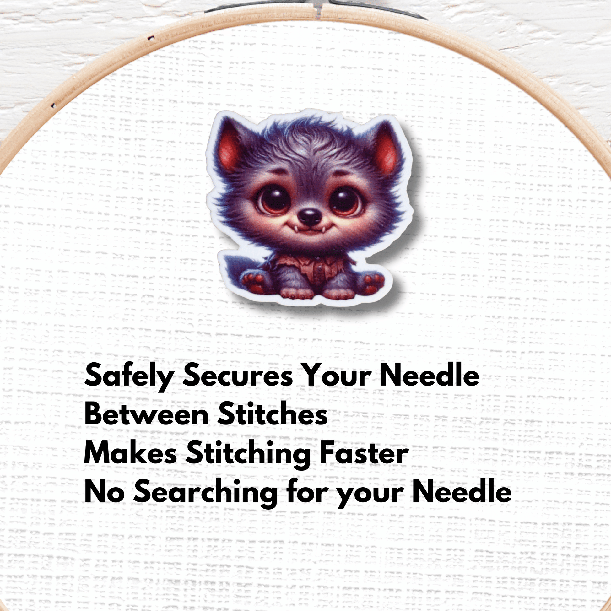 Cute Spooky Baby Werewolf Magnetic Needle Minder for cross stitch and embroidery