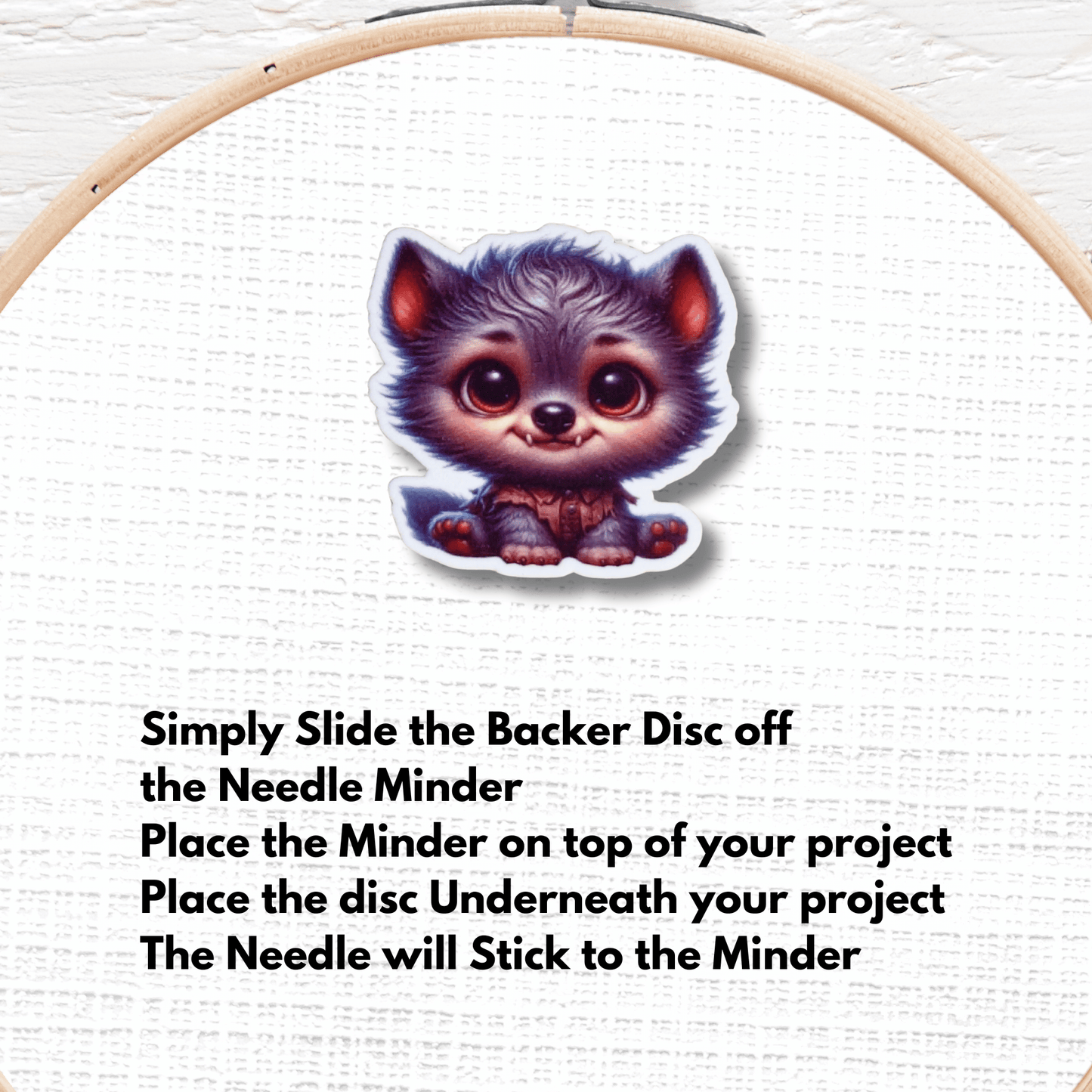 Cute baby werewolf needle minder magnet for sewing and quilting projects