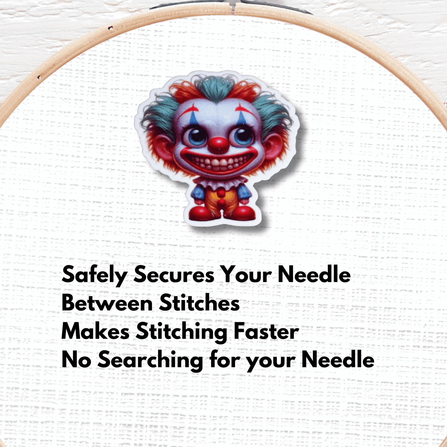 Cute Spooky Clown magnetic needle minder for cross stitch and embroidery