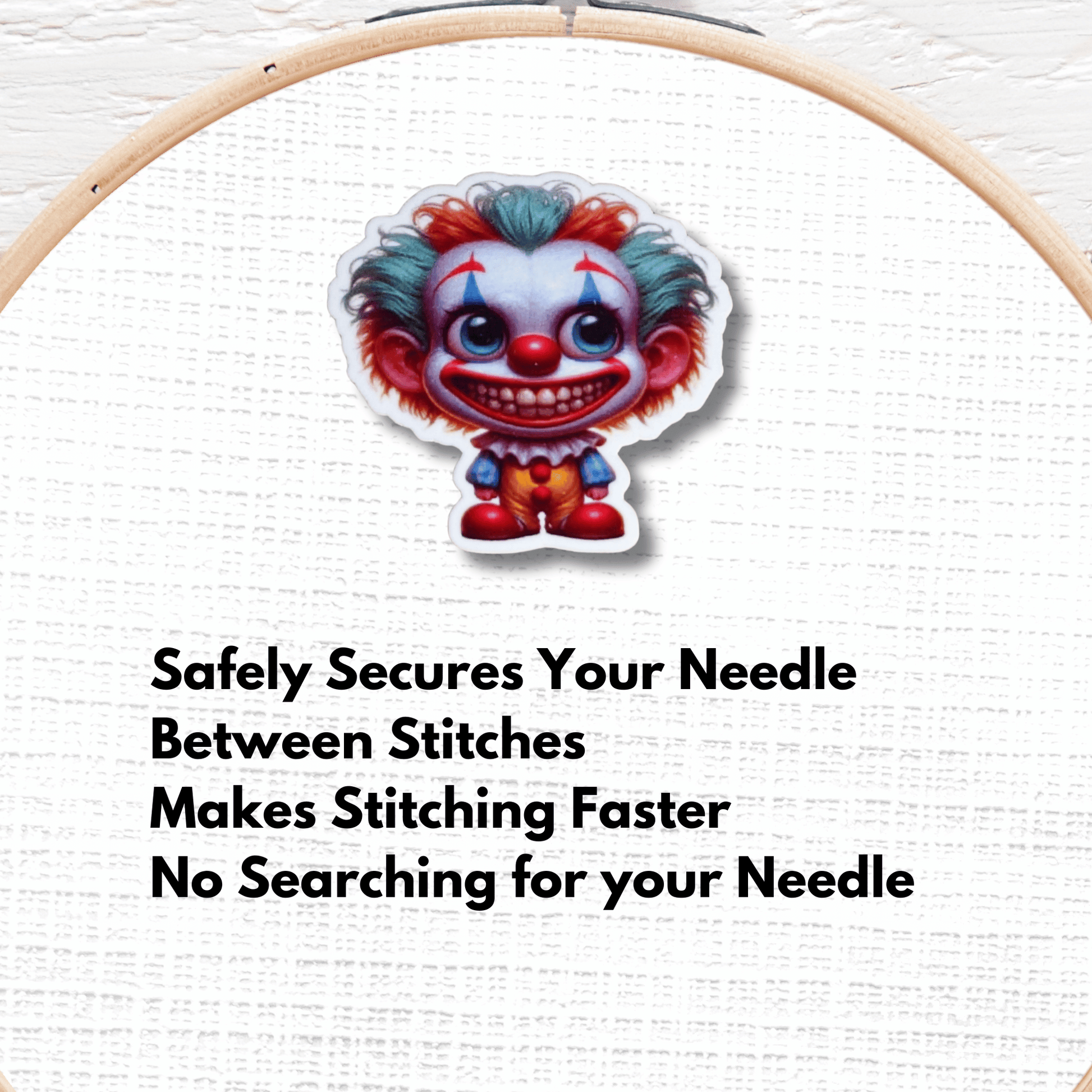 Cute Spooky Clown magnetic needle minder for cross stitch and embroidery