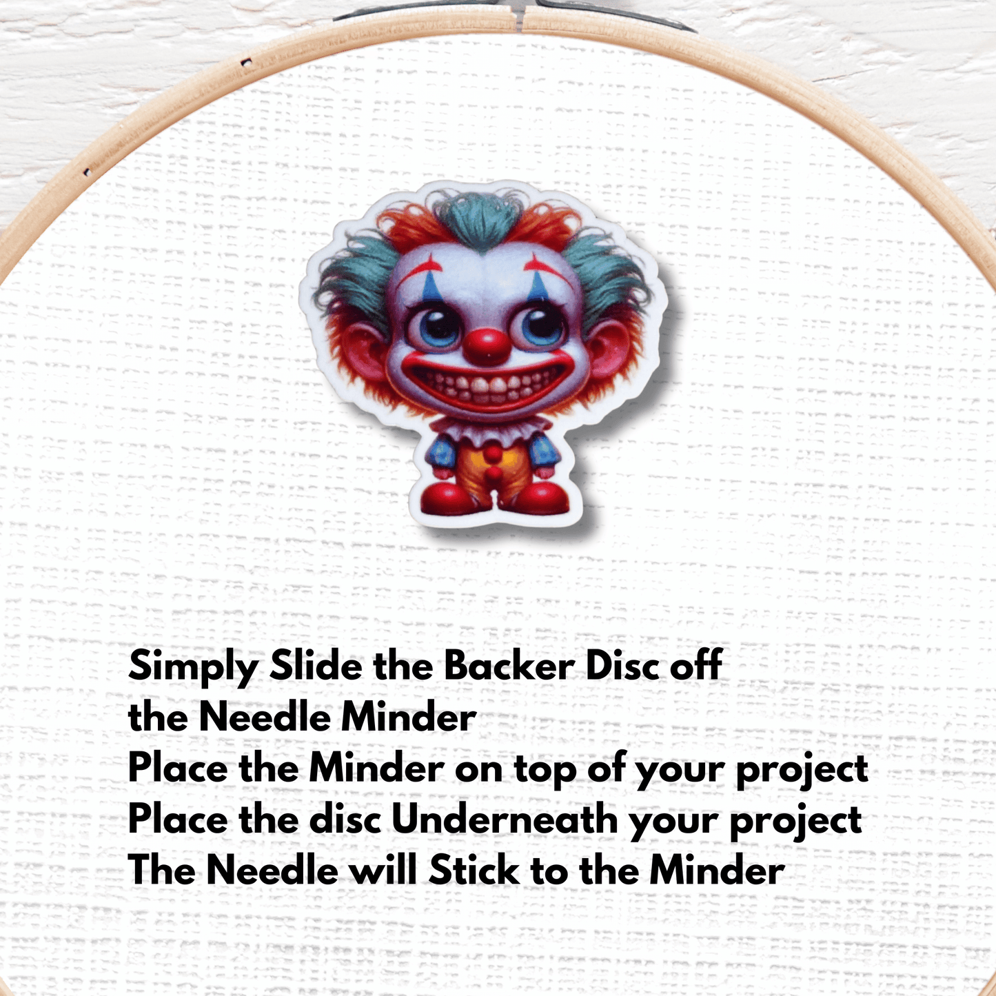 Cute clown needle minder magnet for sewing and quilting