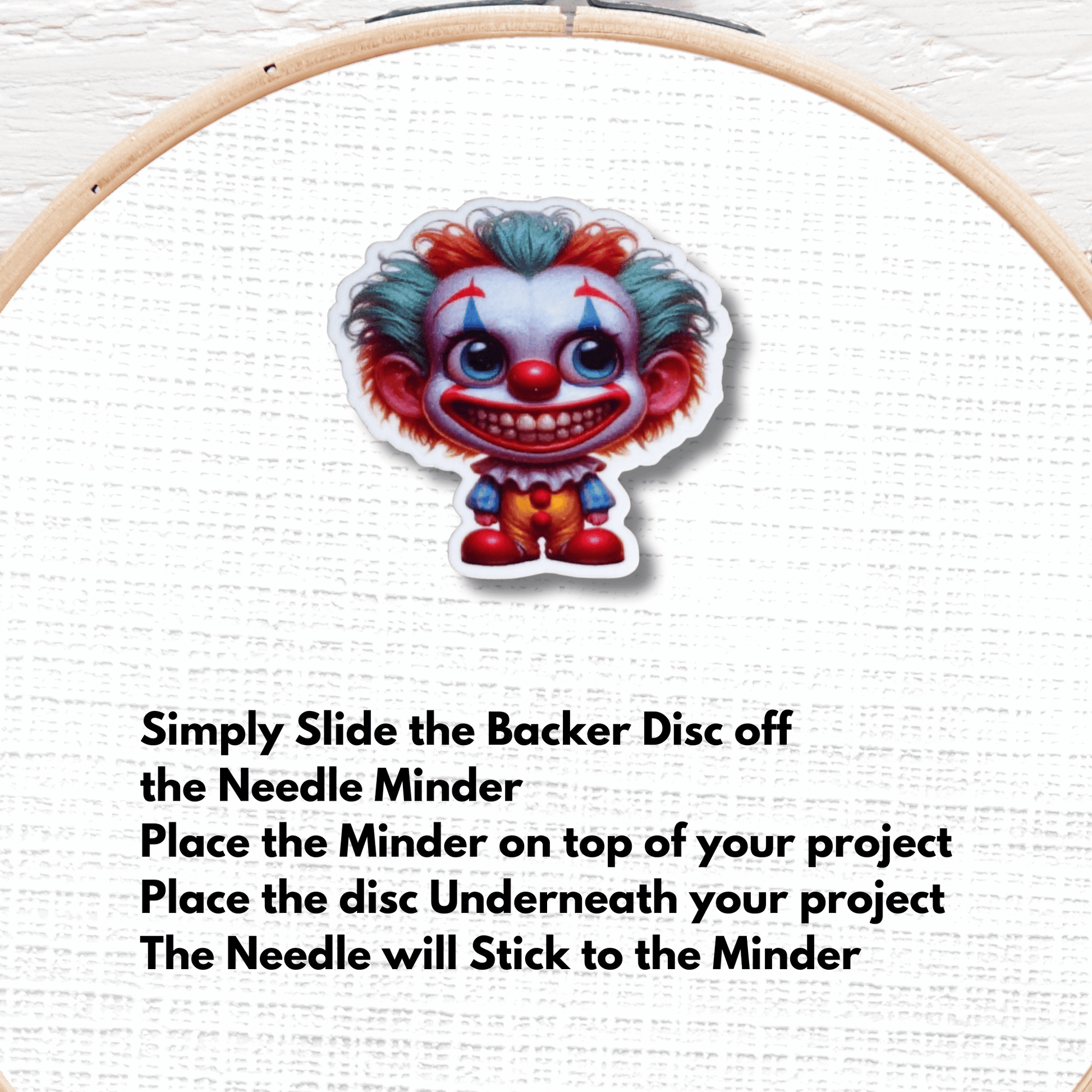 Cute clown needle minder magnet for sewing and quilting