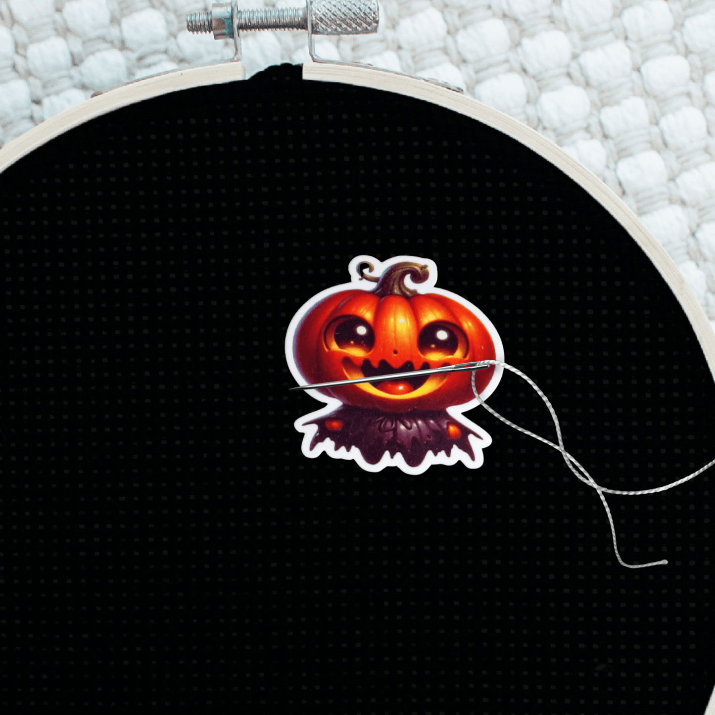 Decorative spooky pumpkin magnet for cross stitch supplies