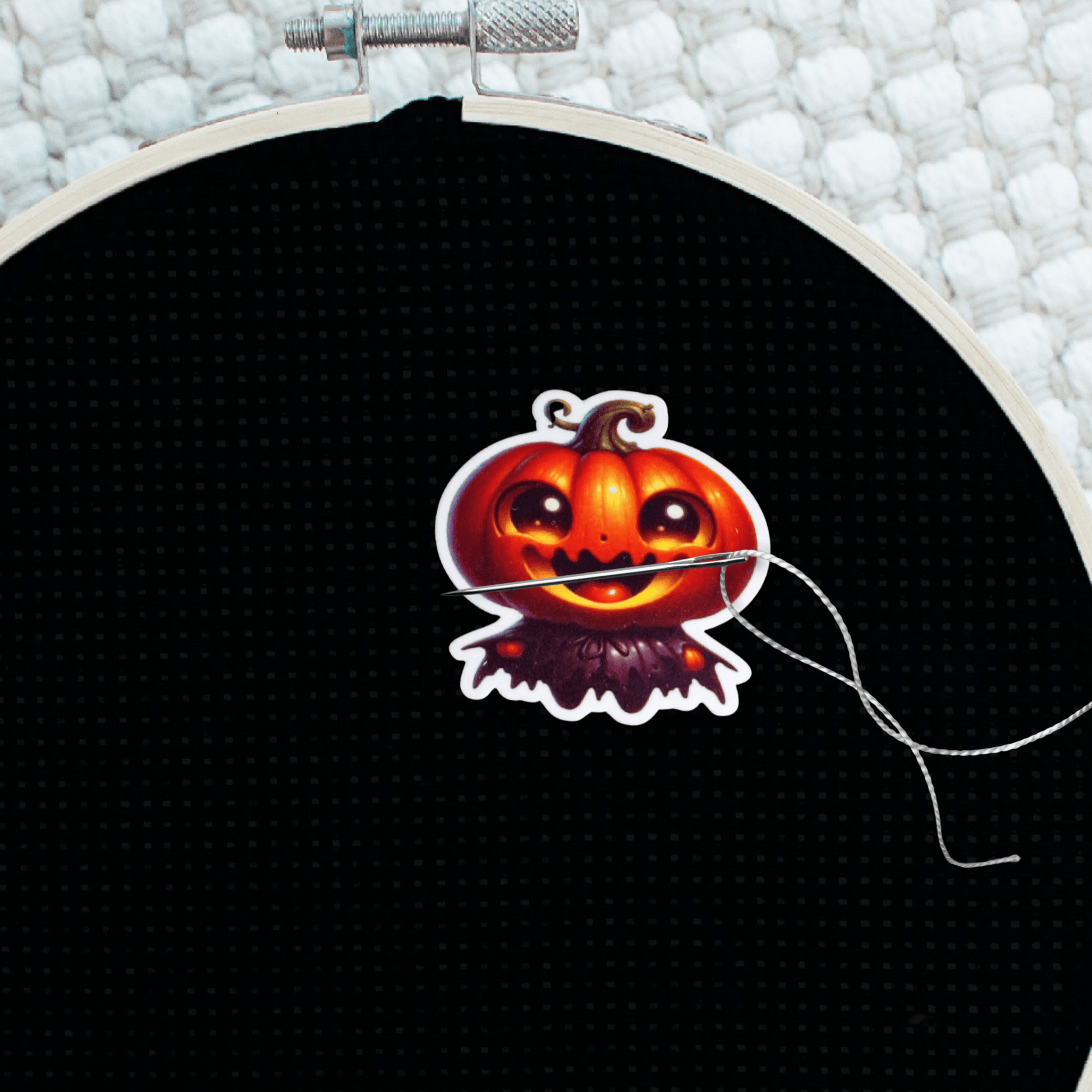 Decorative spooky pumpkin magnet for cross stitch supplies