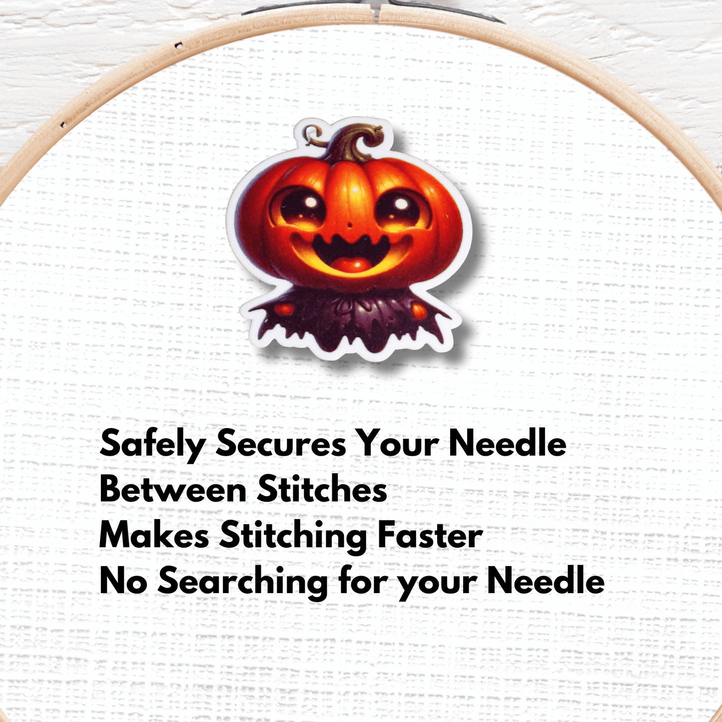 Cute Spooky Jack O Lantern Pumpkin Magnetic Needle Minder for cross stitch and embroidery