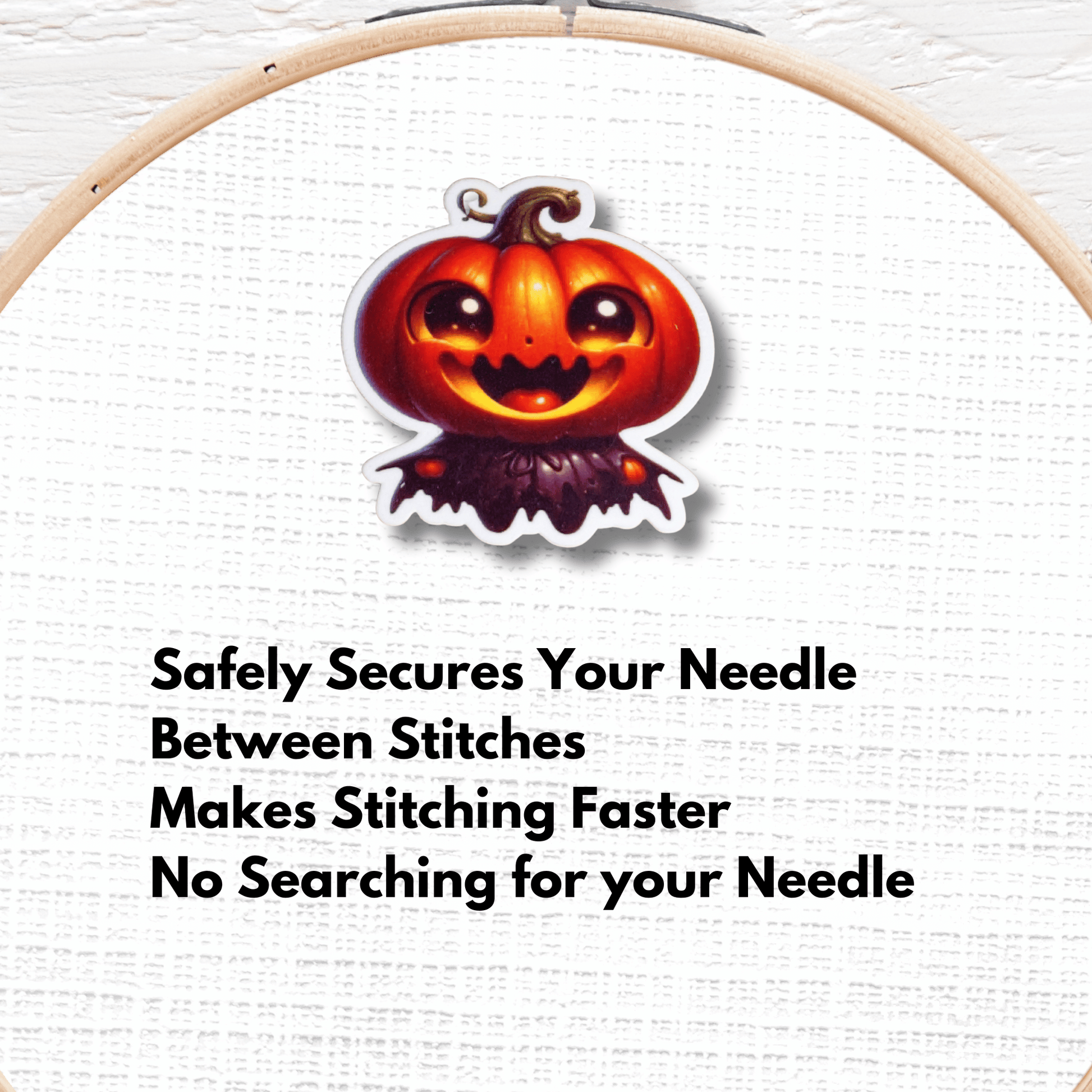 Cute Spooky Jack O Lantern Pumpkin Magnetic Needle Minder for cross stitch and embroidery
