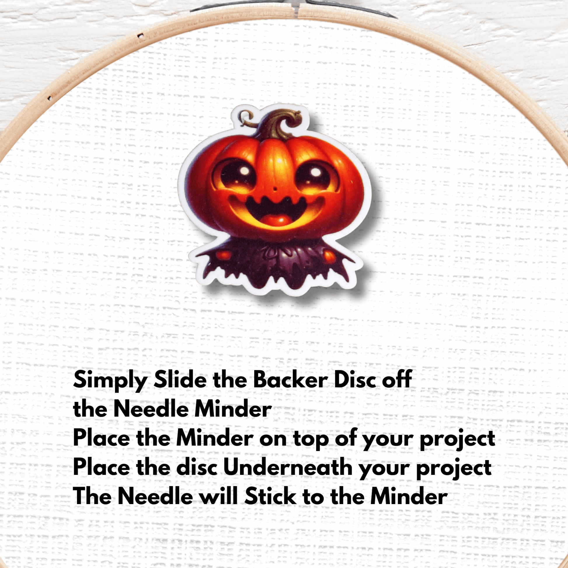 Cute jack o lantern pumpkin needle minder magnet for sewing and quilting projects
