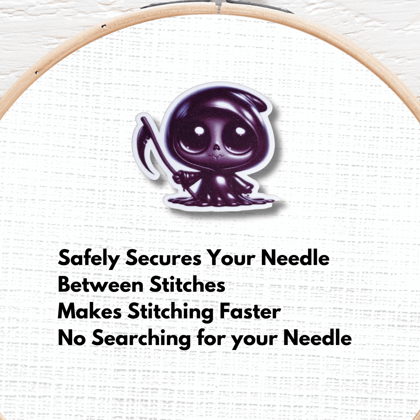 Cute Spooky Little Reaper Magnetic Needle Minder for cross stitch and embroidery