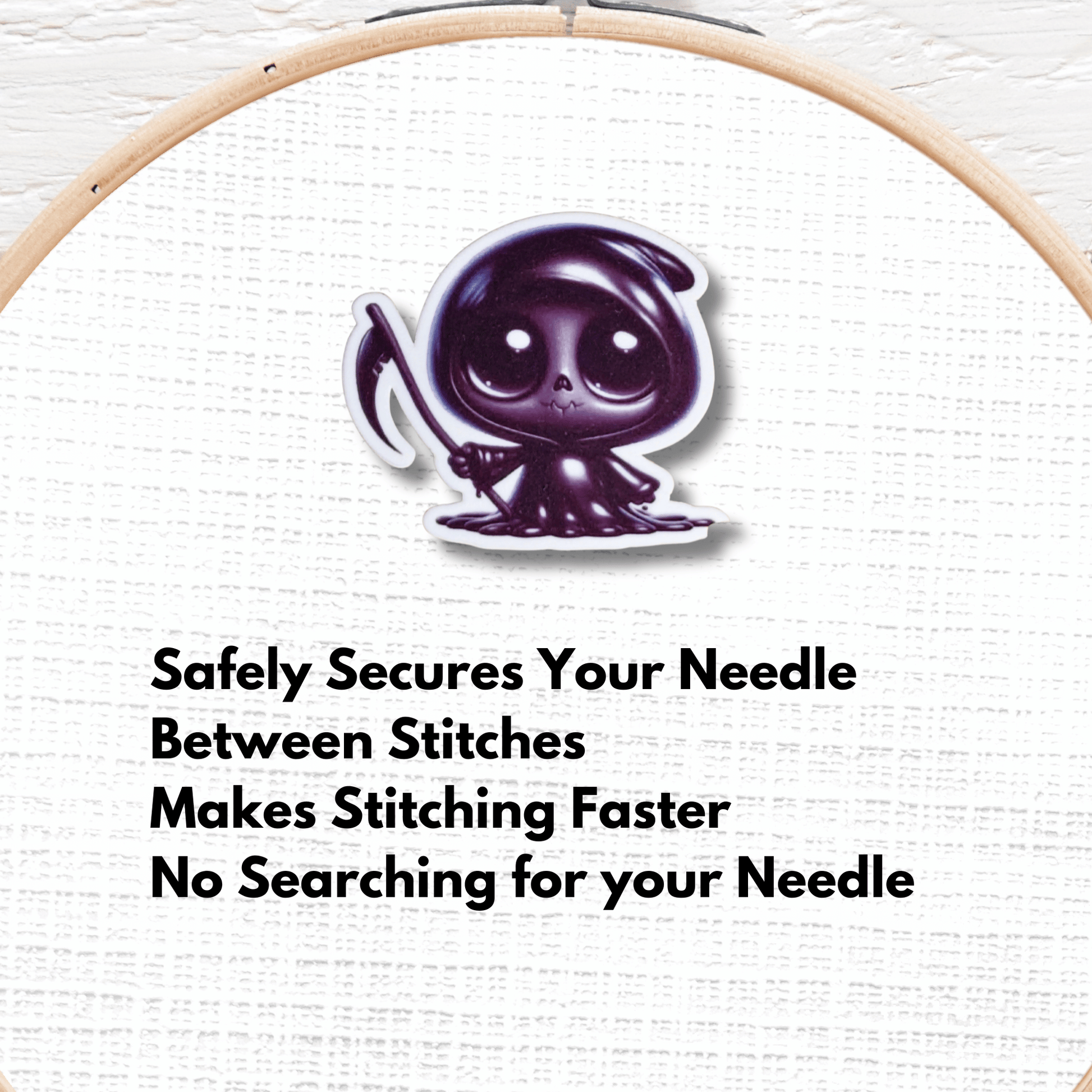 Cute Spooky Little Reaper Magnetic Needle Minder for cross stitch and embroidery