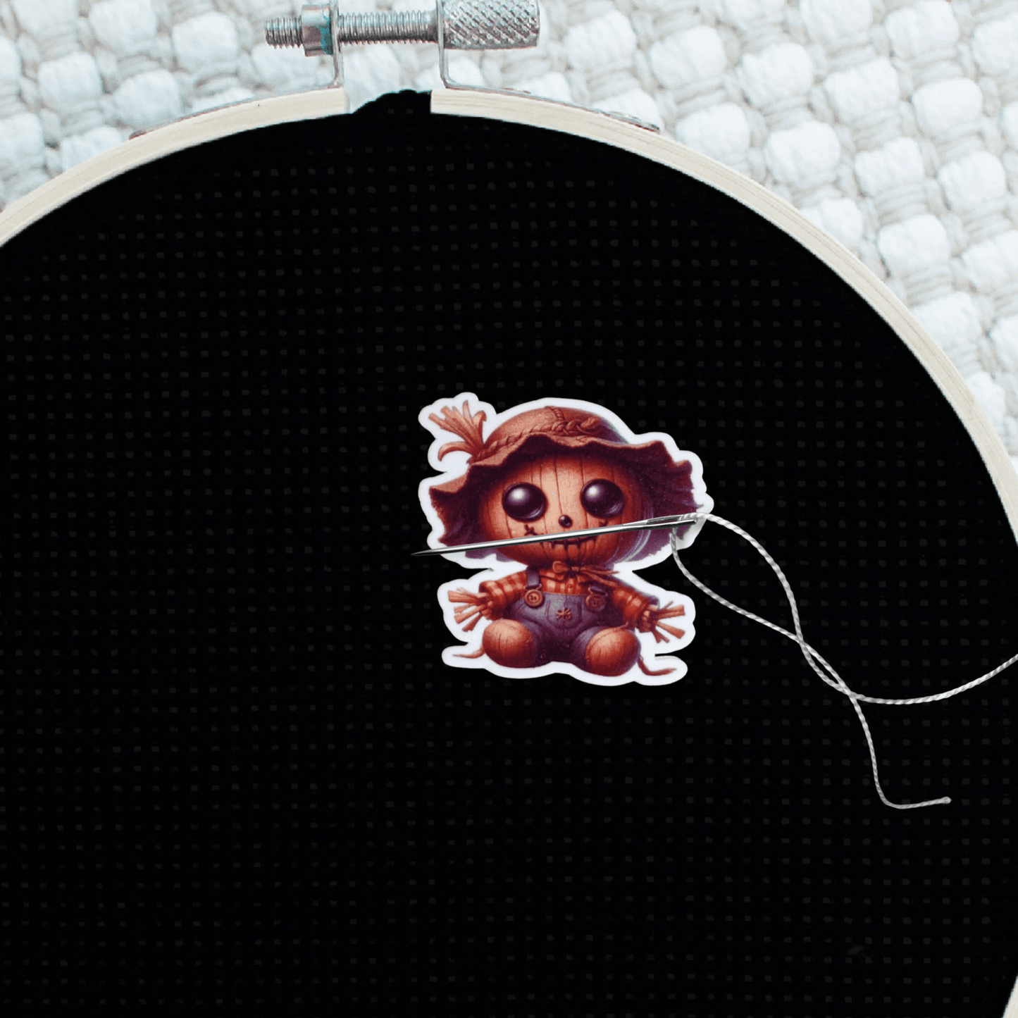 Decorative spooky little scarecrow magnet for cross stitch supplies