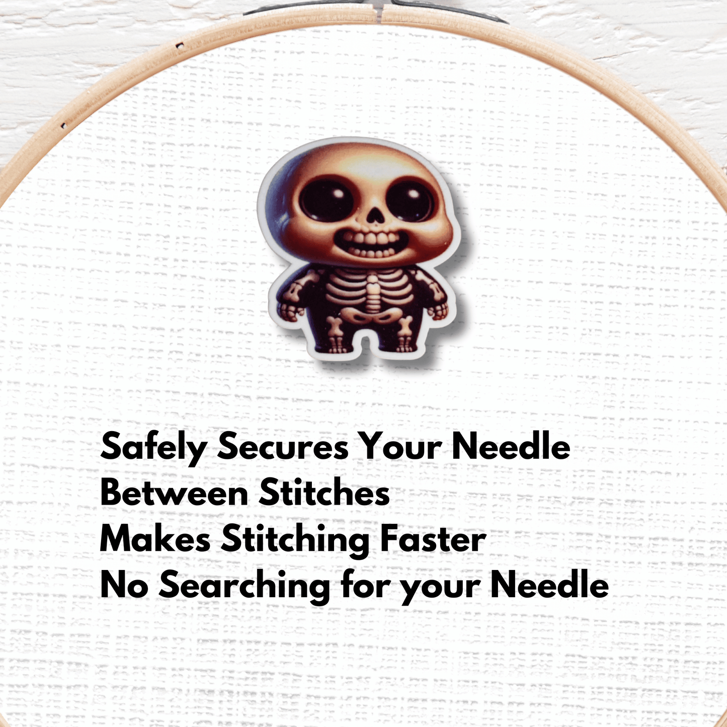 Cute Spooky Little Skeleton Magnetic Needle Minder for cross stitch and embroidery