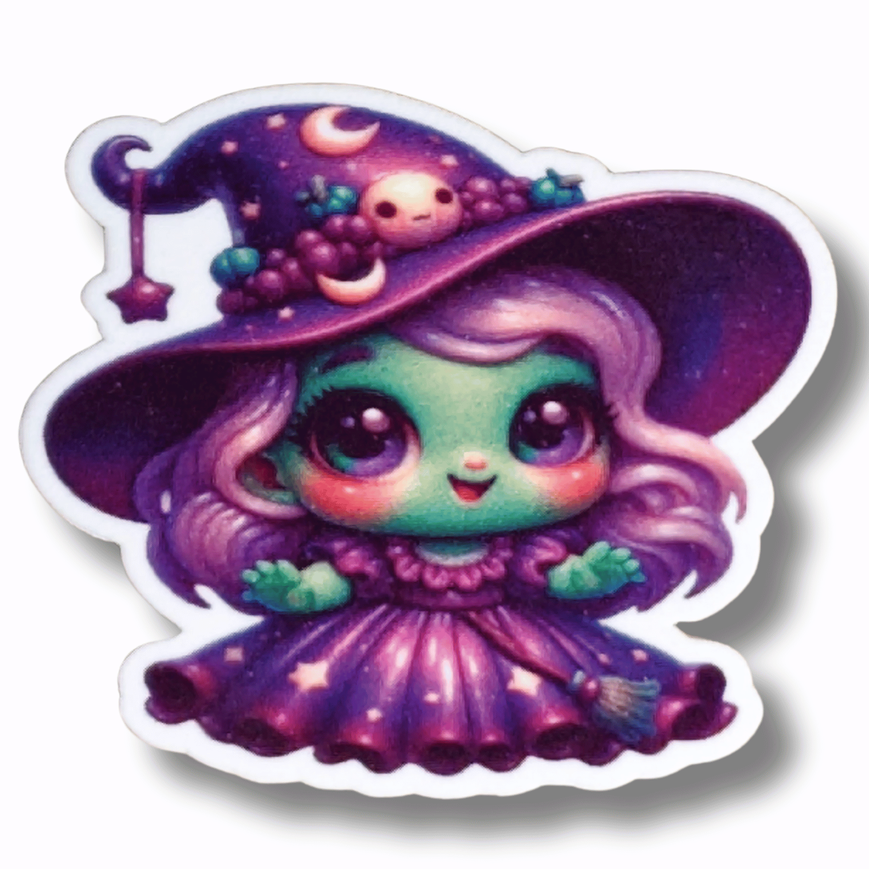 Cute Spooky Little Witch Magnetic Needle Minder for cross stitch, embroidery, sewing, quilting, and needlepoint
