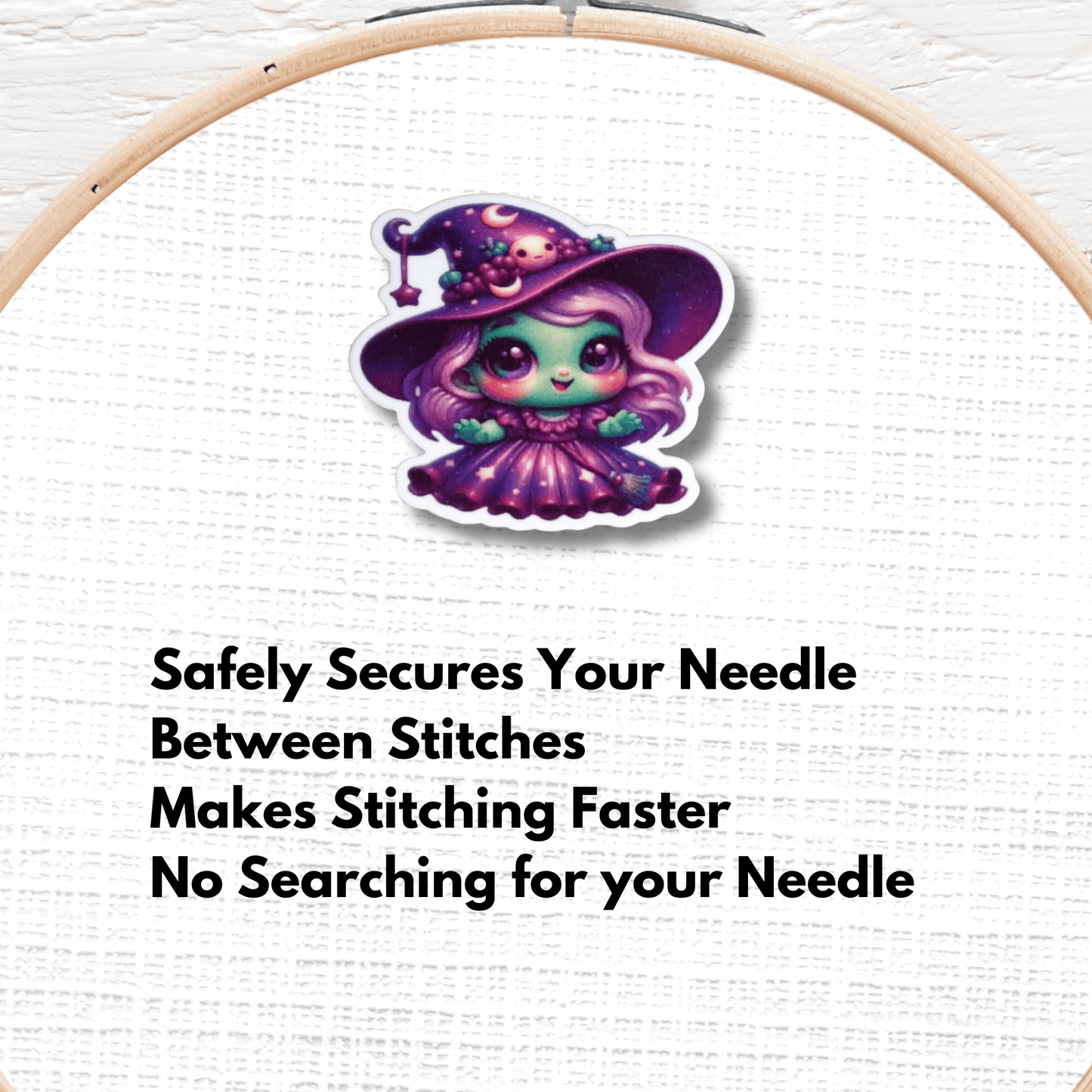 Cute Spooky Little Witch Magnetic Needle Minder for cross stitch and embroidery