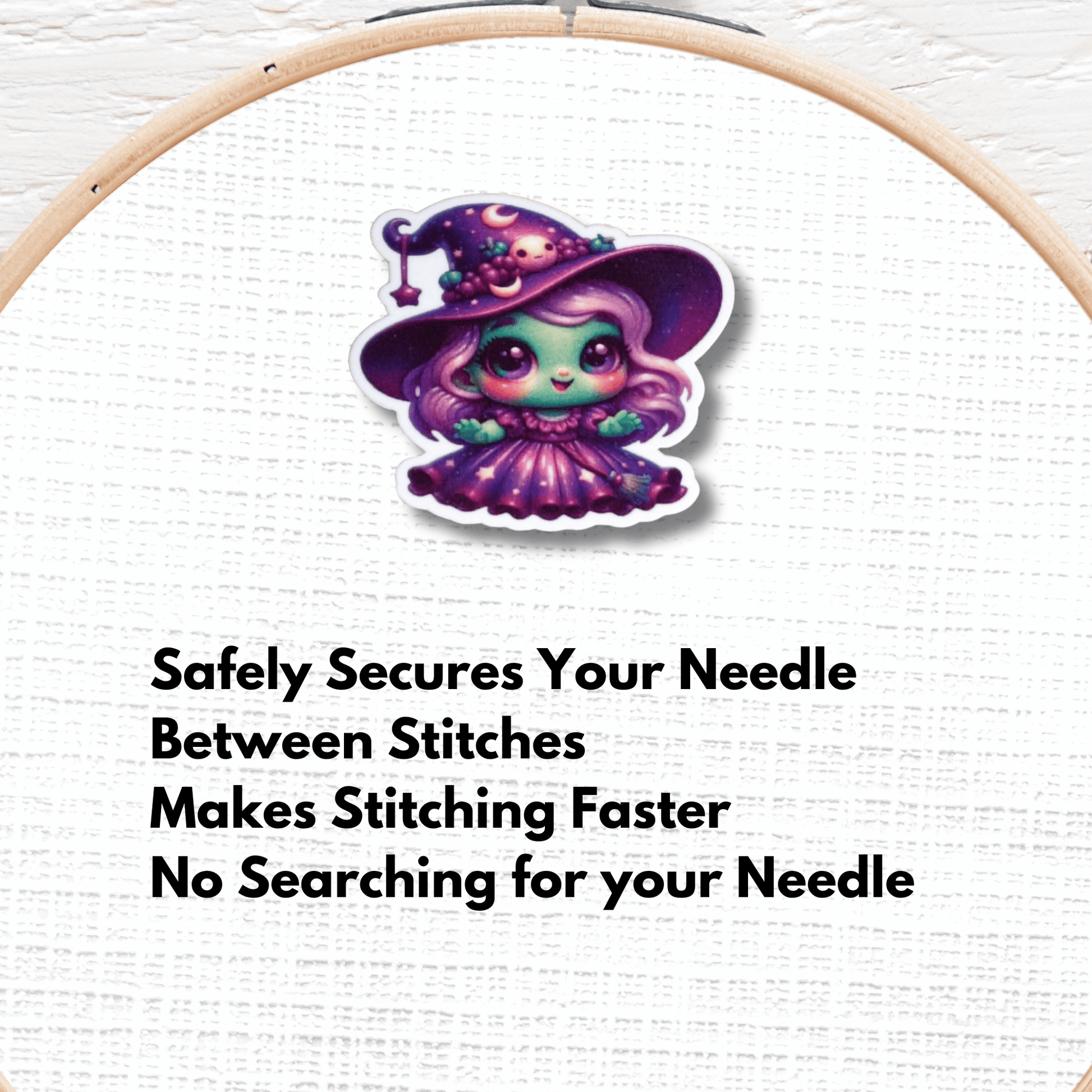 Cute Spooky Little Witch Magnetic Needle Minder for cross stitch and embroidery