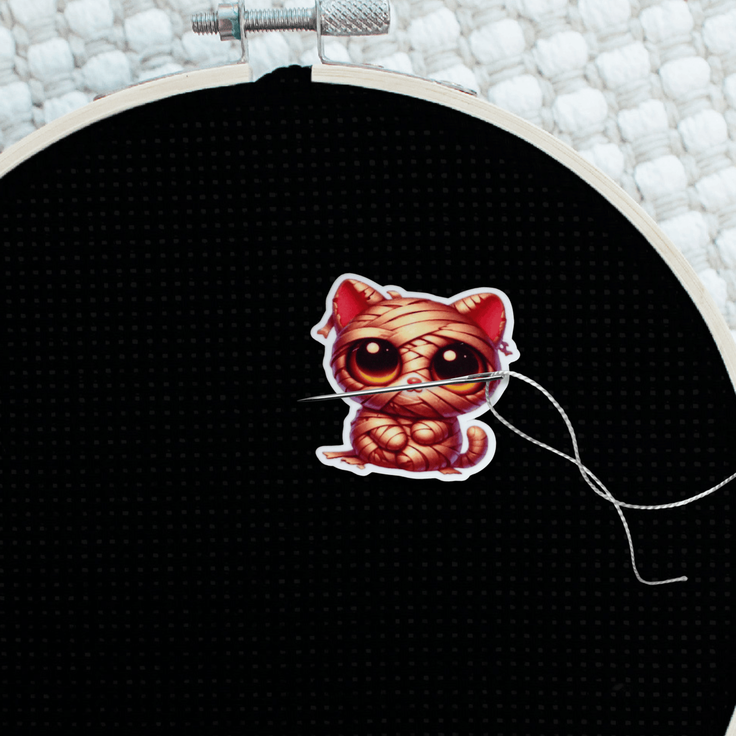 Decorative spooky cat magnet for cross stitch supplies