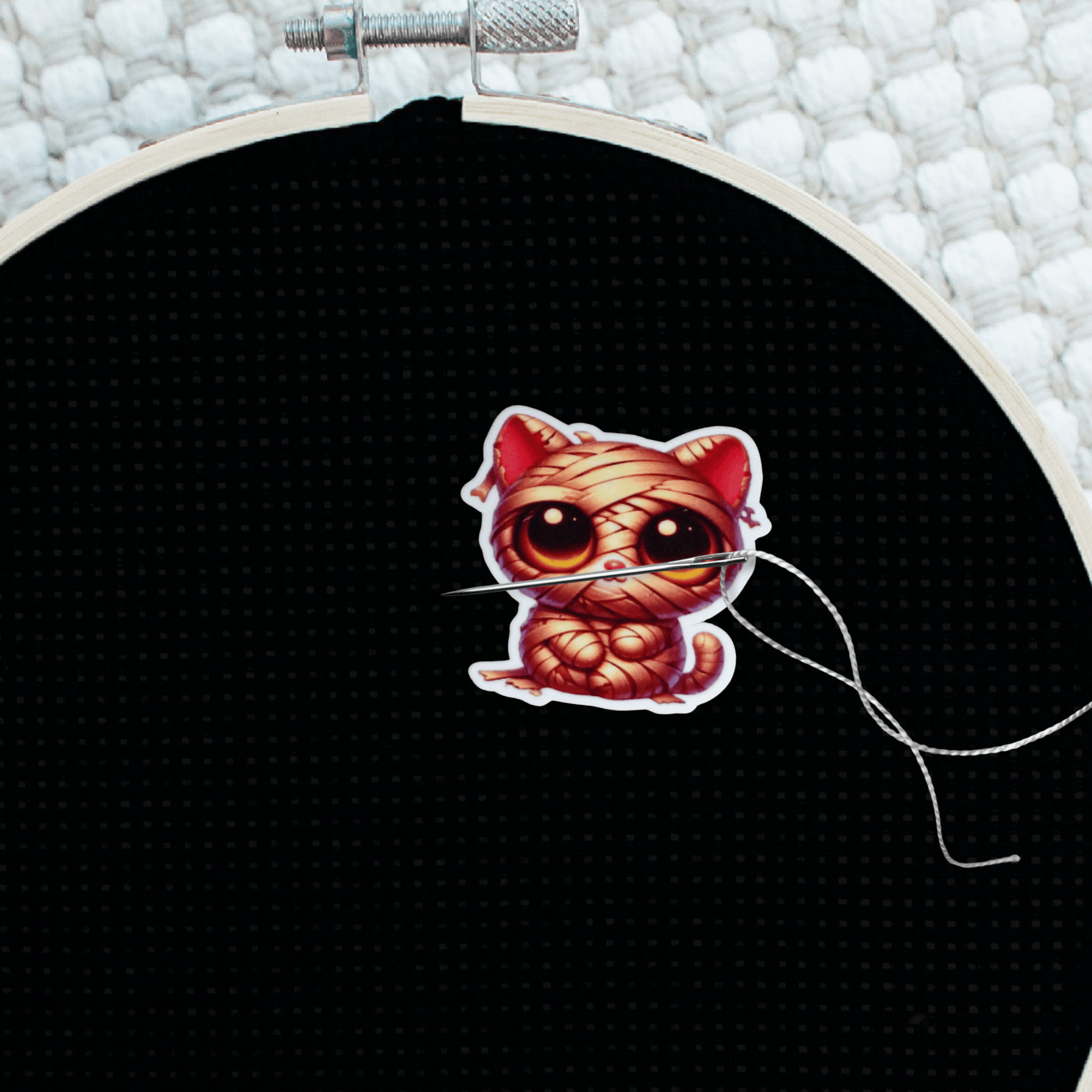 Decorative spooky cat magnet for cross stitch supplies
