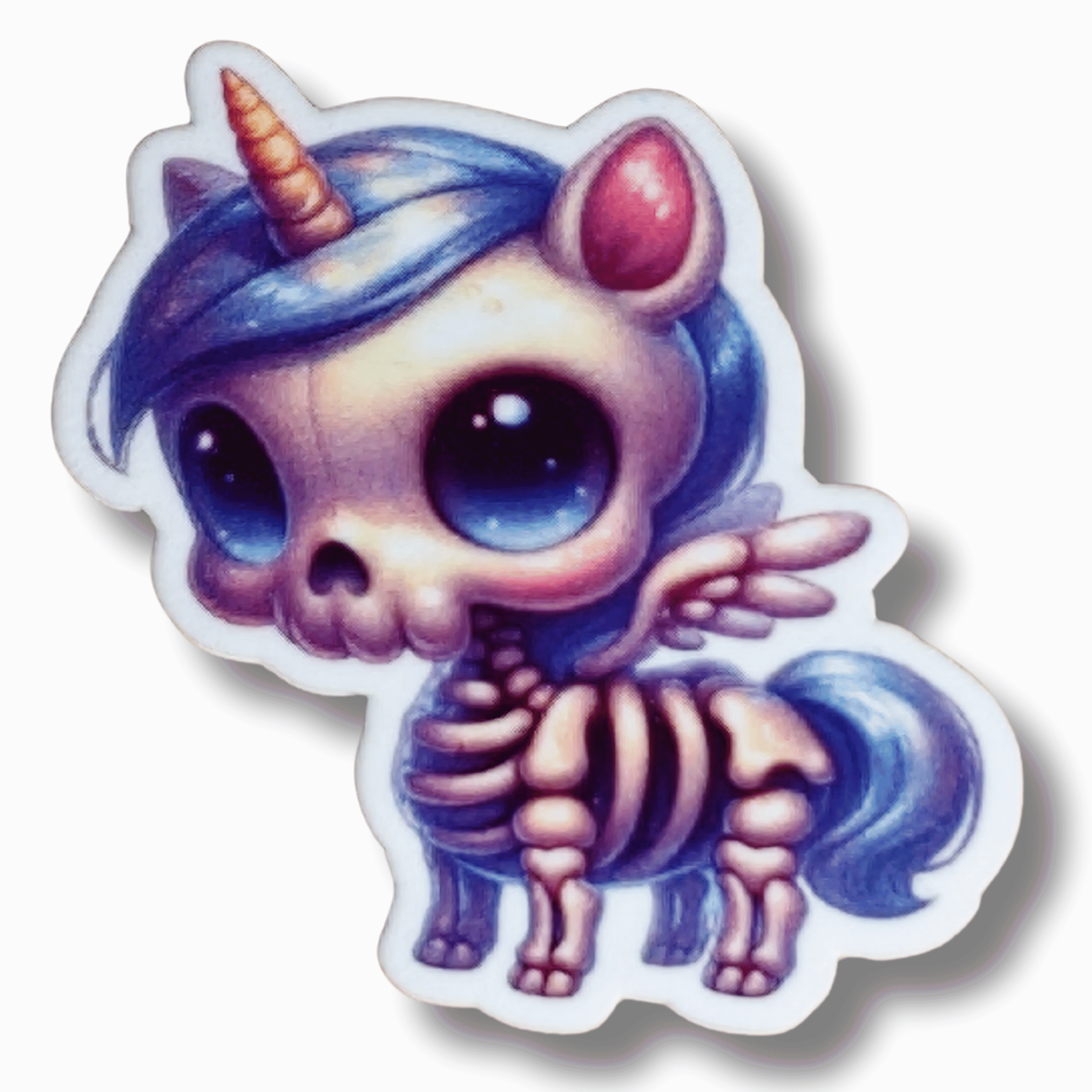 Cute Spooky Skeleton Unicorn Magnetic Needle Minder for cross stitch, embroidery, sewing, quilting, and needlepoint