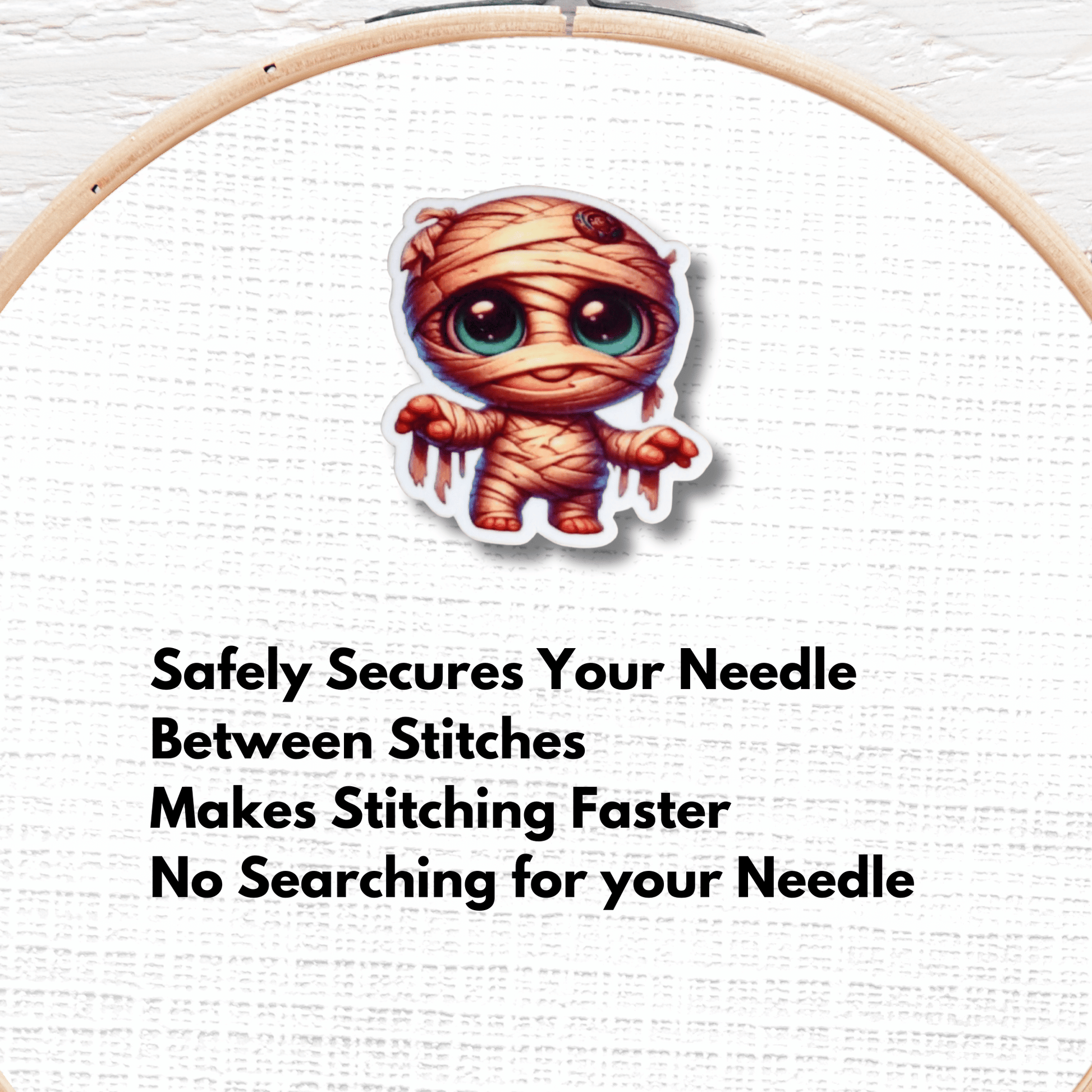 Cute Spooky Mummy magnetic needle minder for cross stitch and embroidery