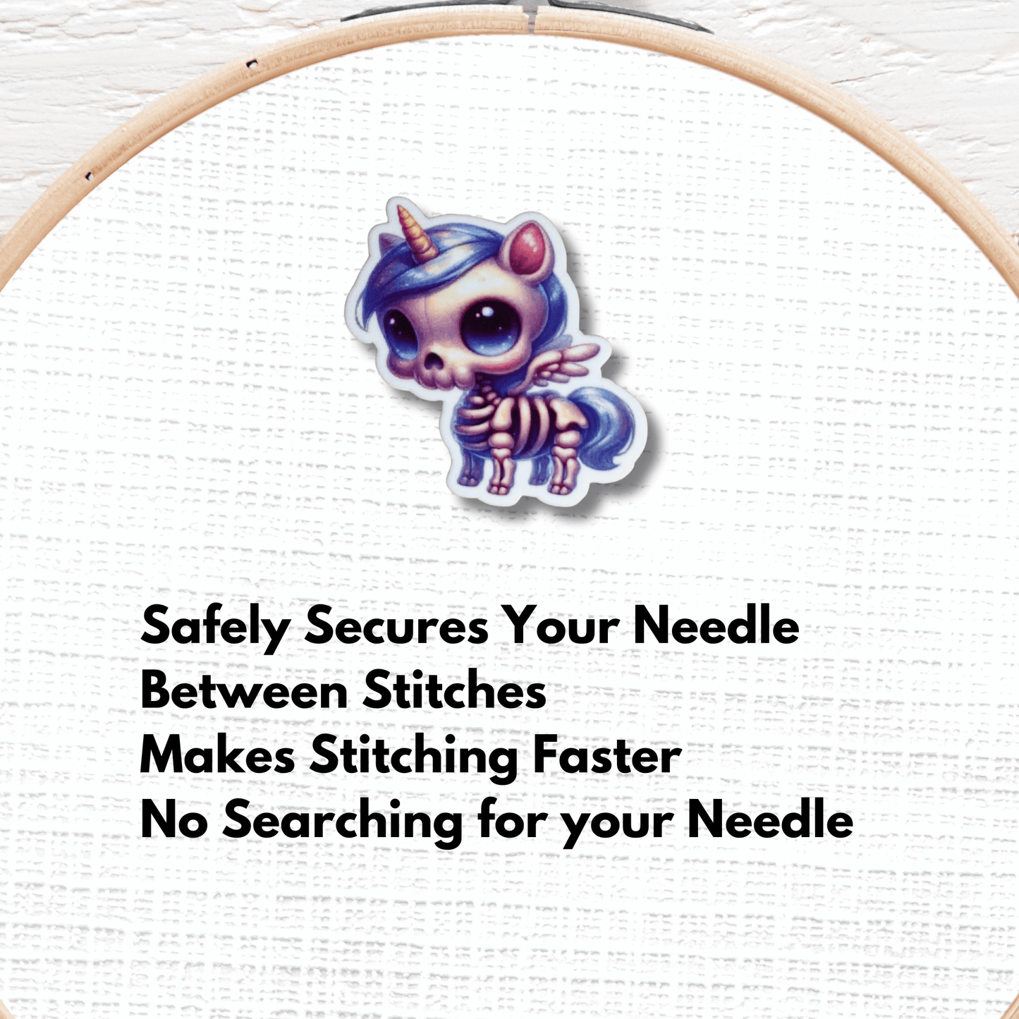 Cute Spooky Skeleton Unicorn magnetic needle minder for cross stitch and embroidery