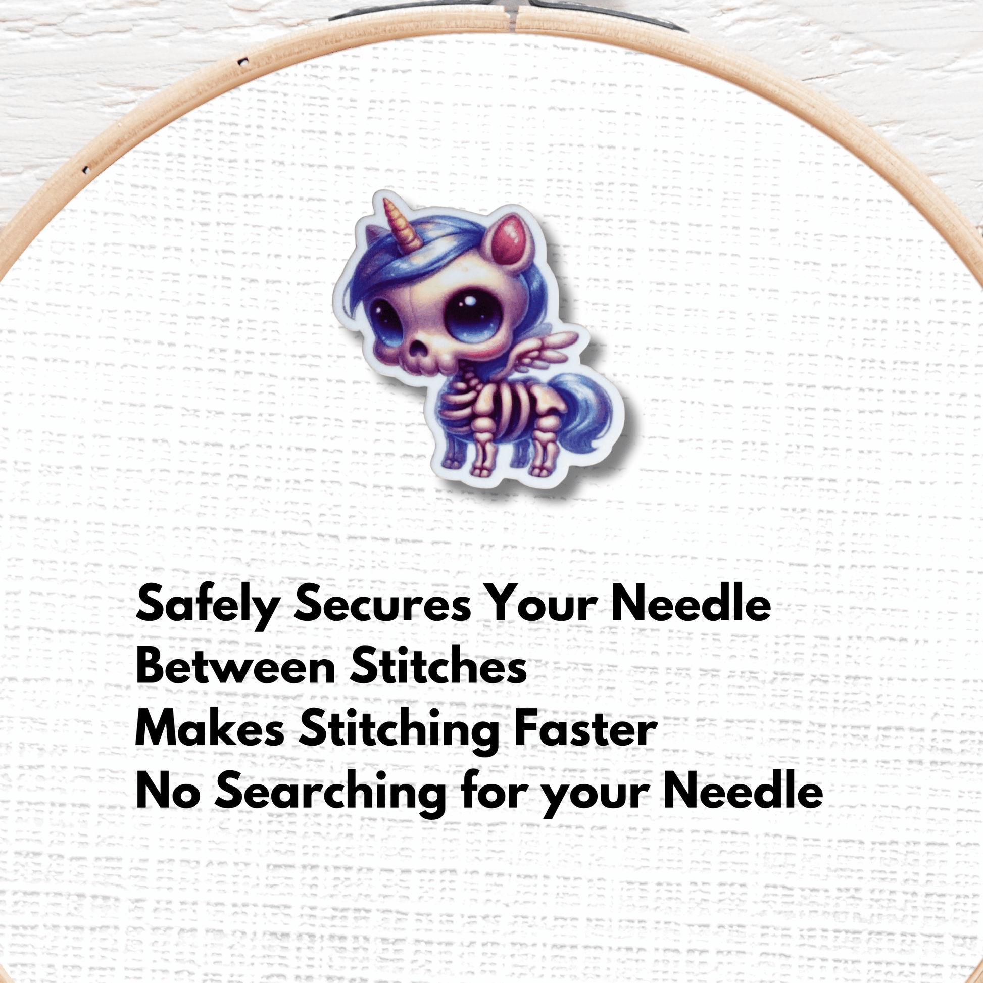 Cute Spooky Skeleton Unicorn magnetic needle minder for cross stitch and embroidery