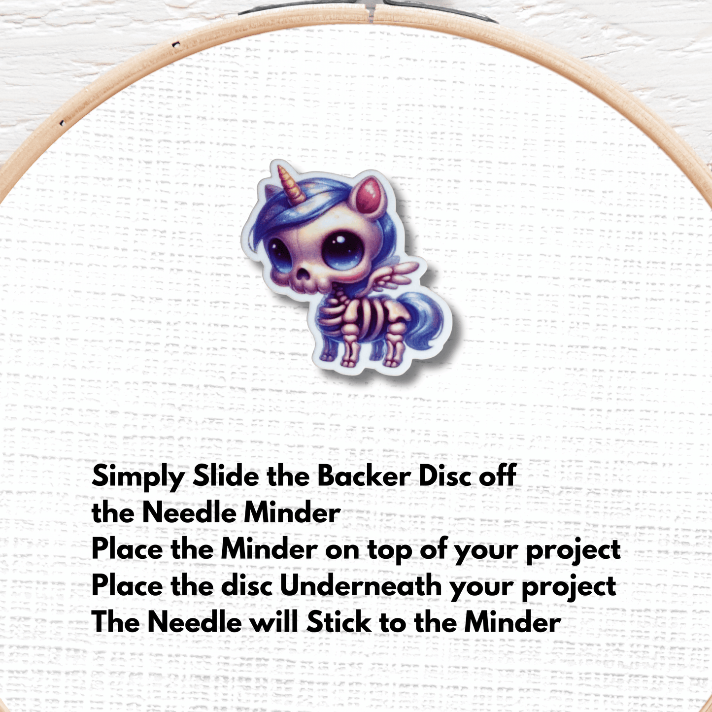 Cute skeleton unicorn needle minder magnet for sewing and quilting