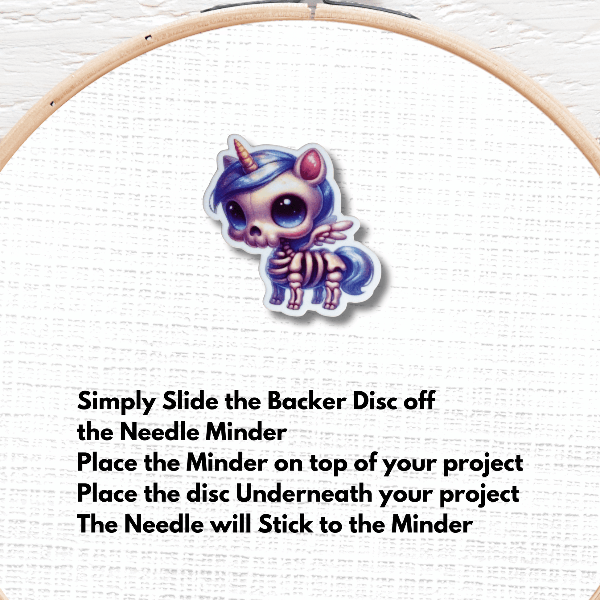 Cute skeleton unicorn needle minder magnet for sewing and quilting
