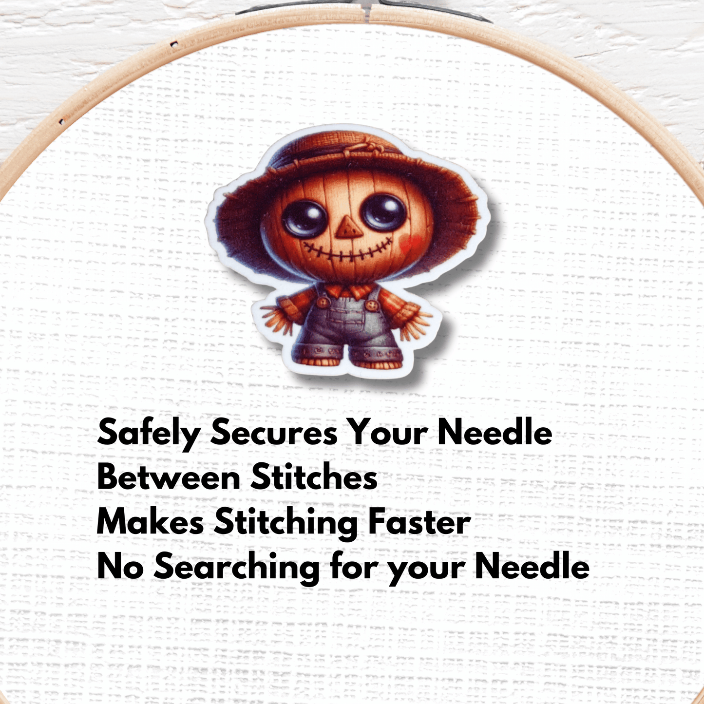 Cute Spooky Scarecrow Pumpkin magnetic needle minder for cross stitch and embroidery