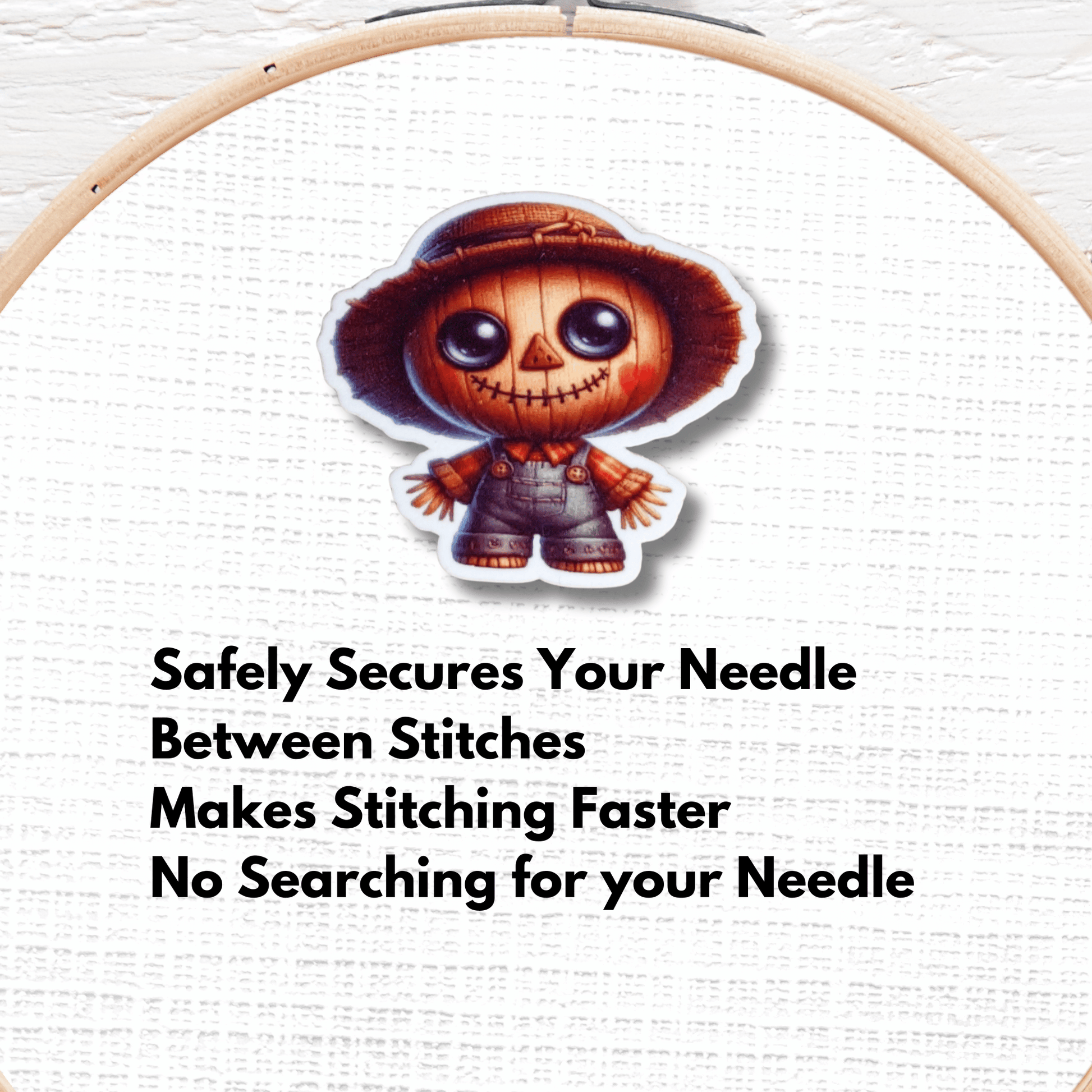 Cute Spooky Scarecrow Pumpkin magnetic needle minder for cross stitch and embroidery