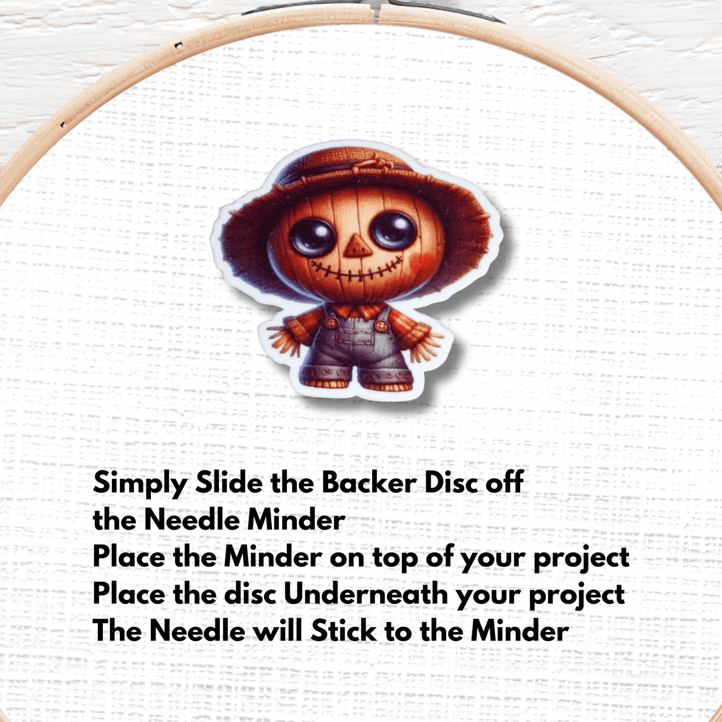 Cute scarecrow pumpkin needle minder magnet for sewing and quilting