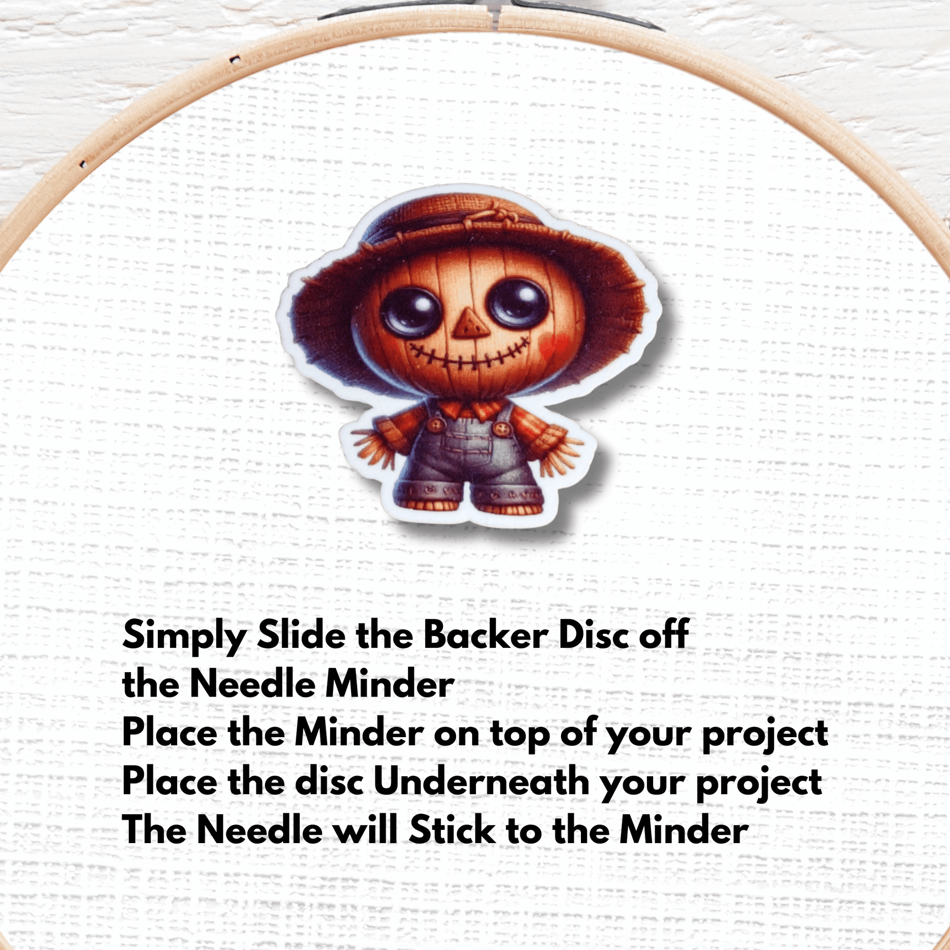 Cute scarecrow pumpkin needle minder magnet for sewing and quilting