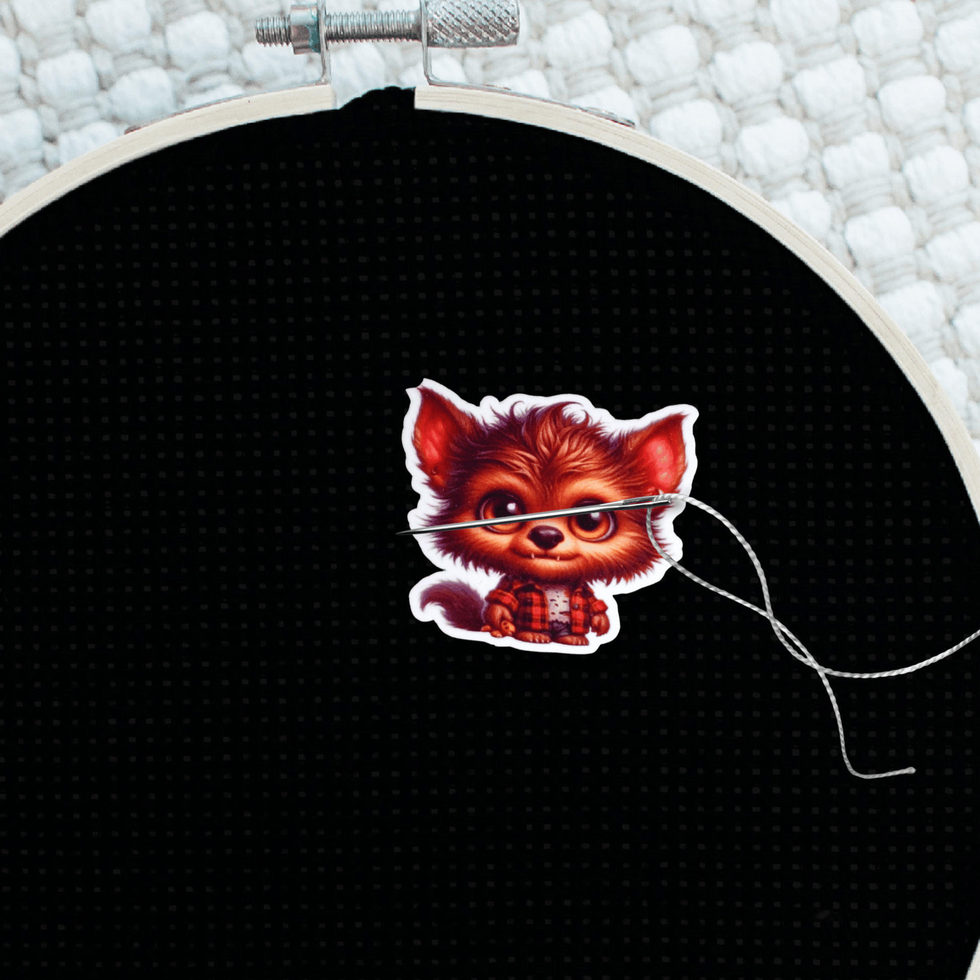 Decorative spooky werewolf magnet for cross stitch supplies