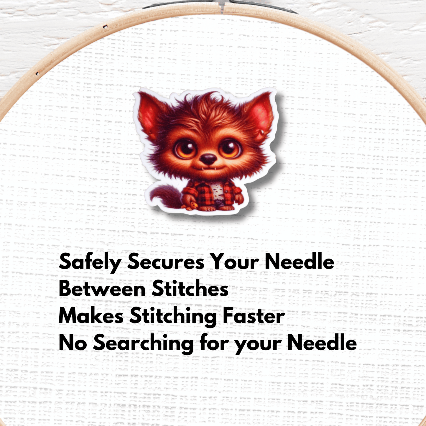Cute Spooky Werewolf Magnetic Needle Minder for cross stitch and embroidery