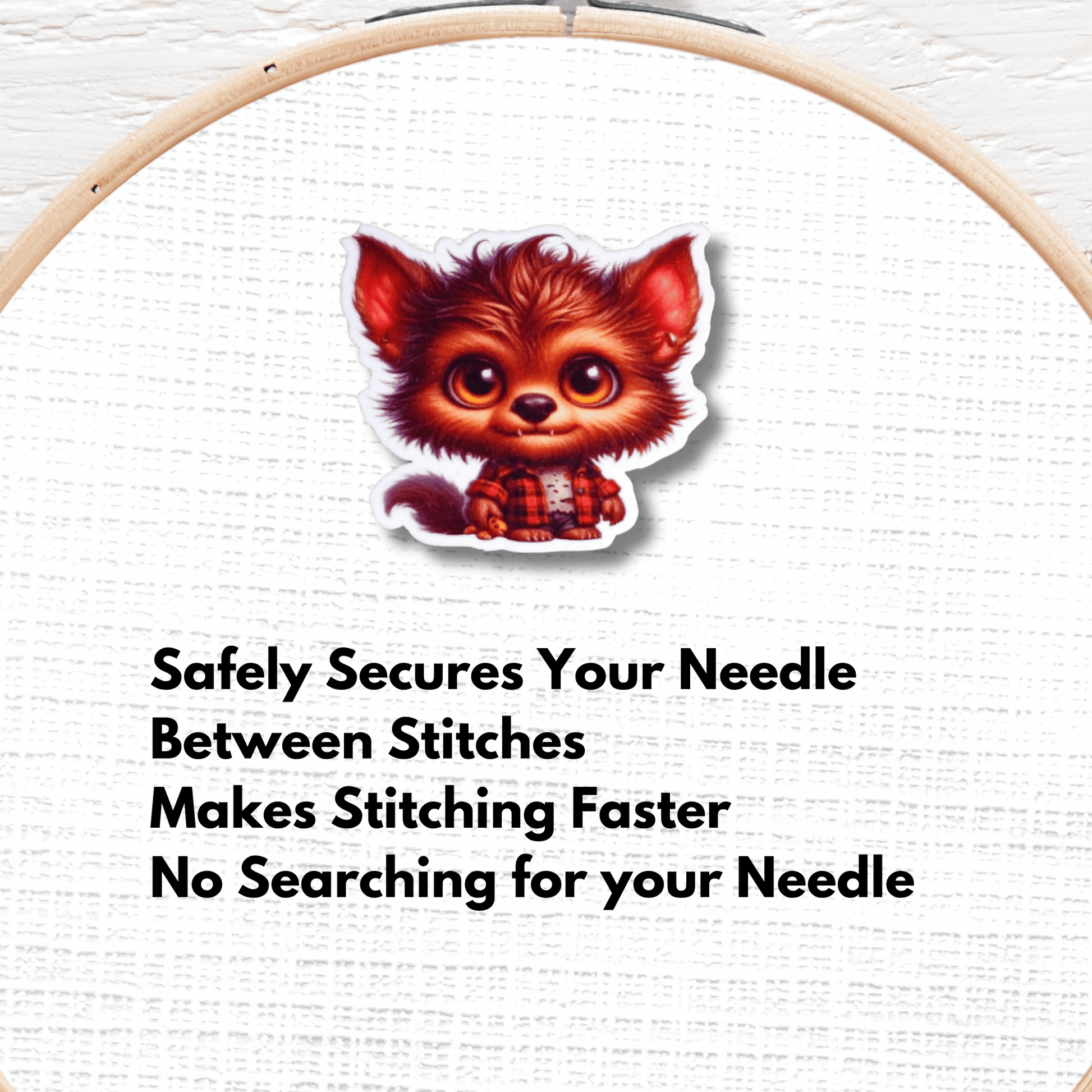 Cute Spooky Werewolf Magnetic Needle Minder for cross stitch and embroidery