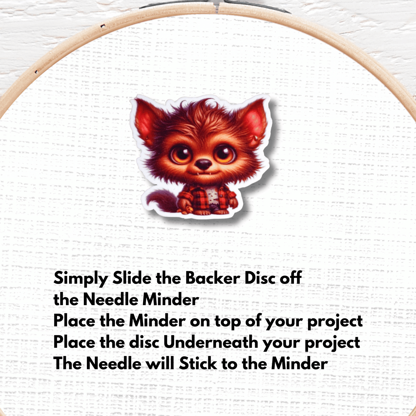Cute werewolf needle minder magnet for sewing and quilting projects