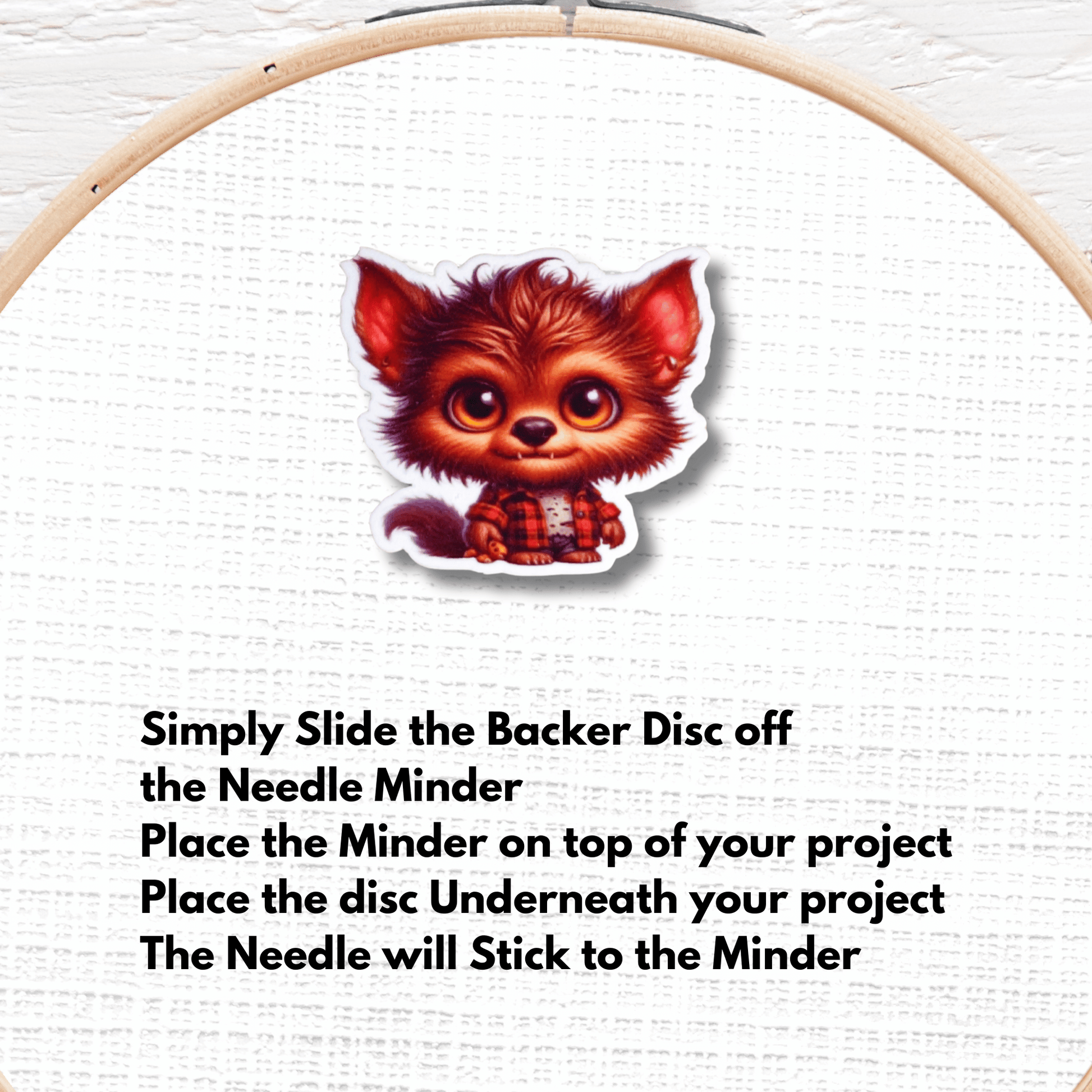 Cute werewolf needle minder magnet for sewing and quilting projects