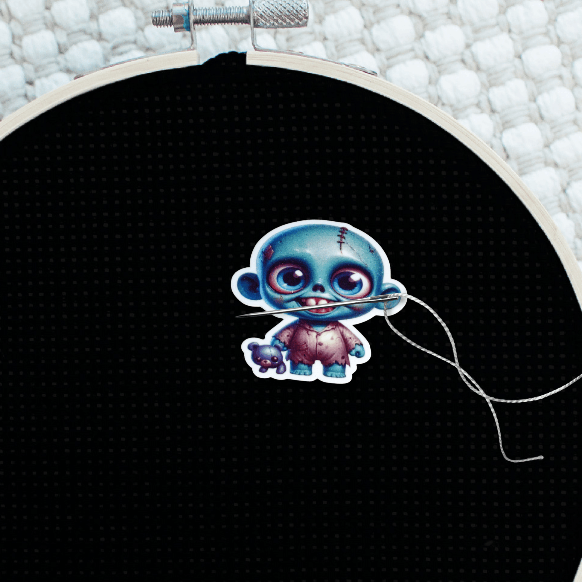 Decorative spooky zombie magnet for cross stitch supplies
