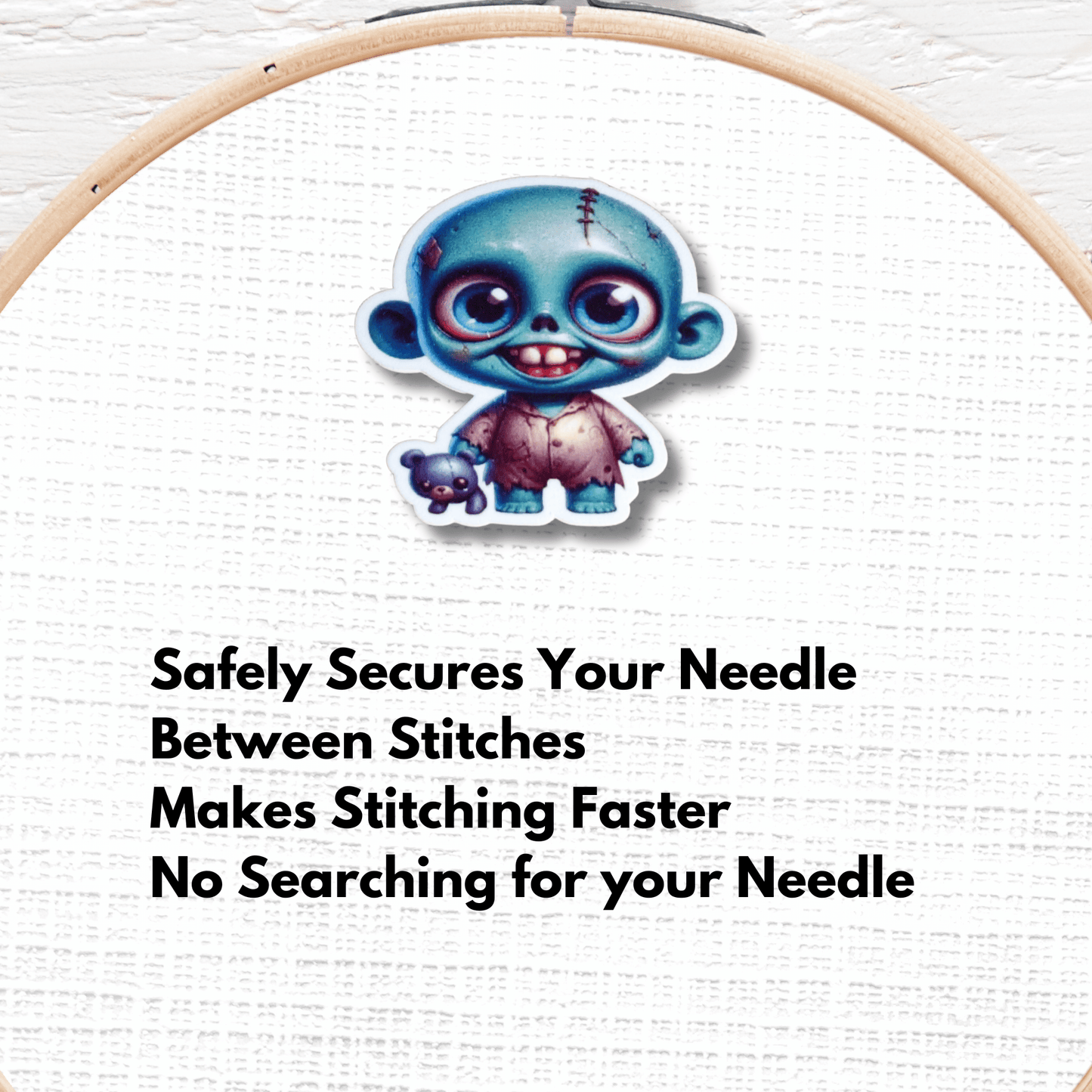 Cute Spooky Zombie Boy Magnetic Needle Minder for cross stitch and embroidery
