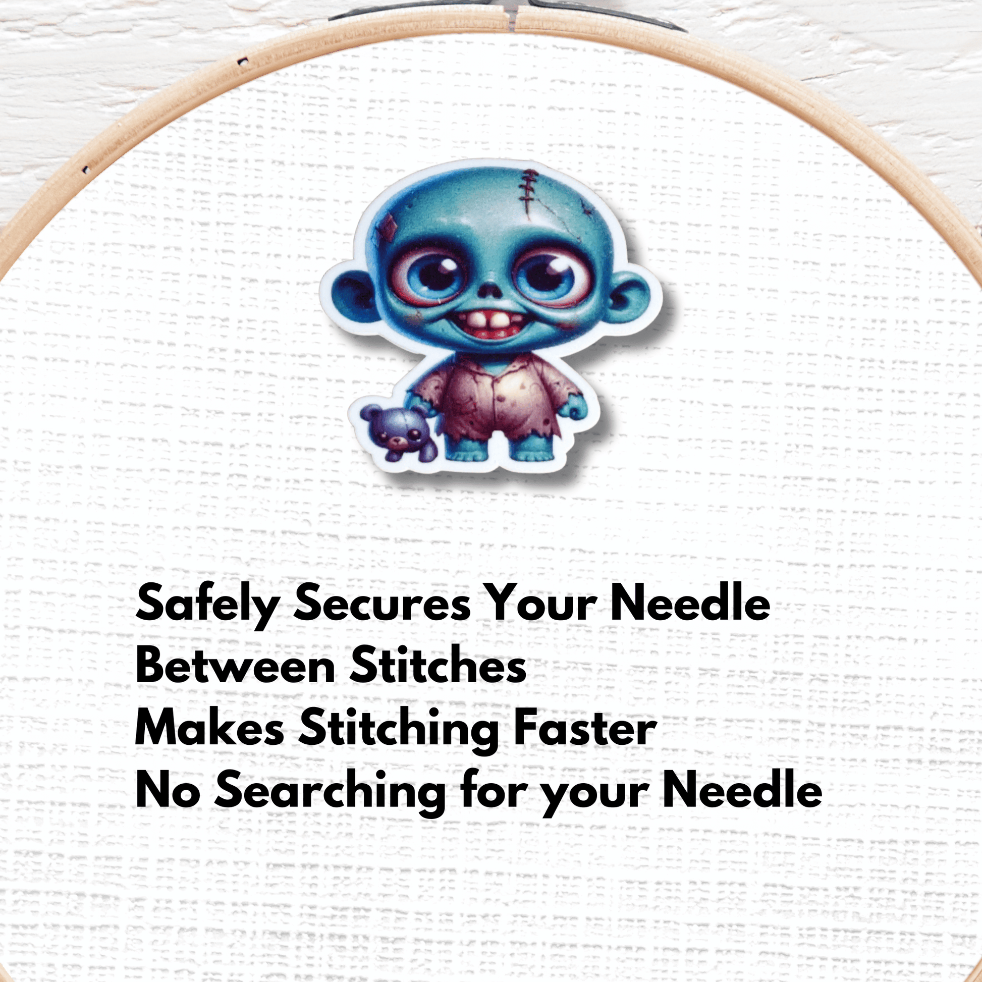 Cute Spooky Zombie Boy Magnetic Needle Minder for cross stitch and embroidery