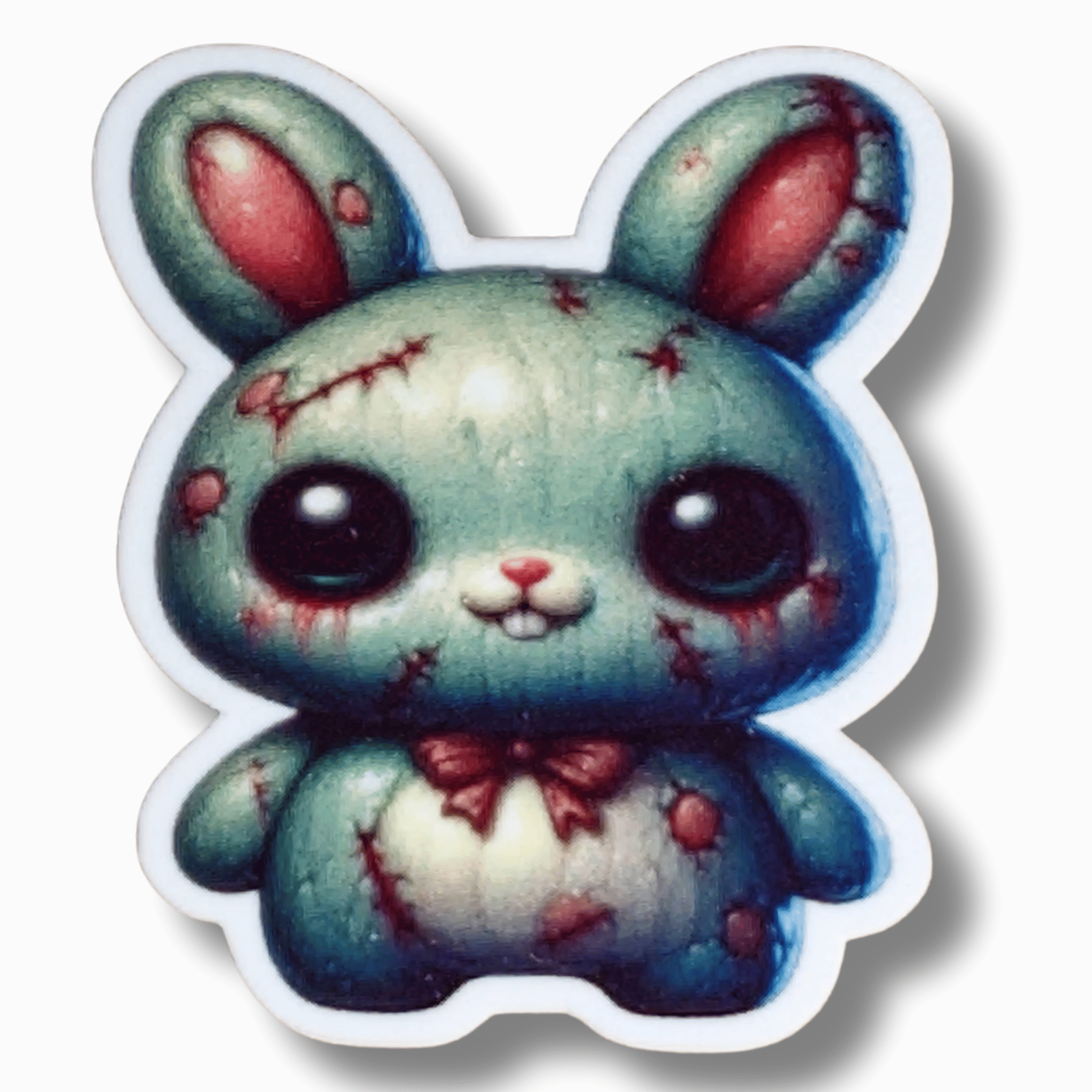 Cute Spooky Zombie Bunny Magnetic Needle Minder for cross stitch, embroidery, sewing, quilting, and needlepoint