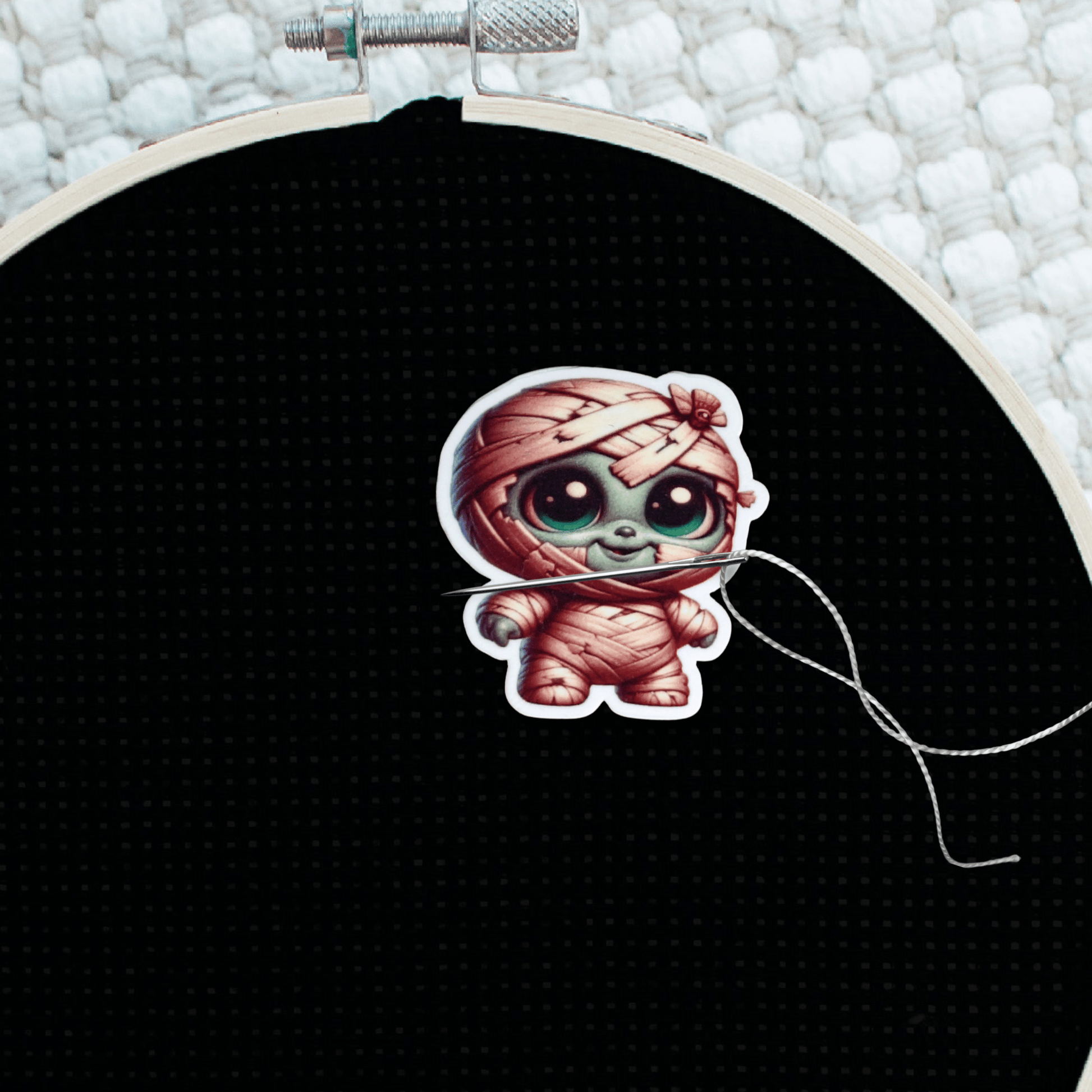 Decorative spooky mummy magnet for cross stitch supplies