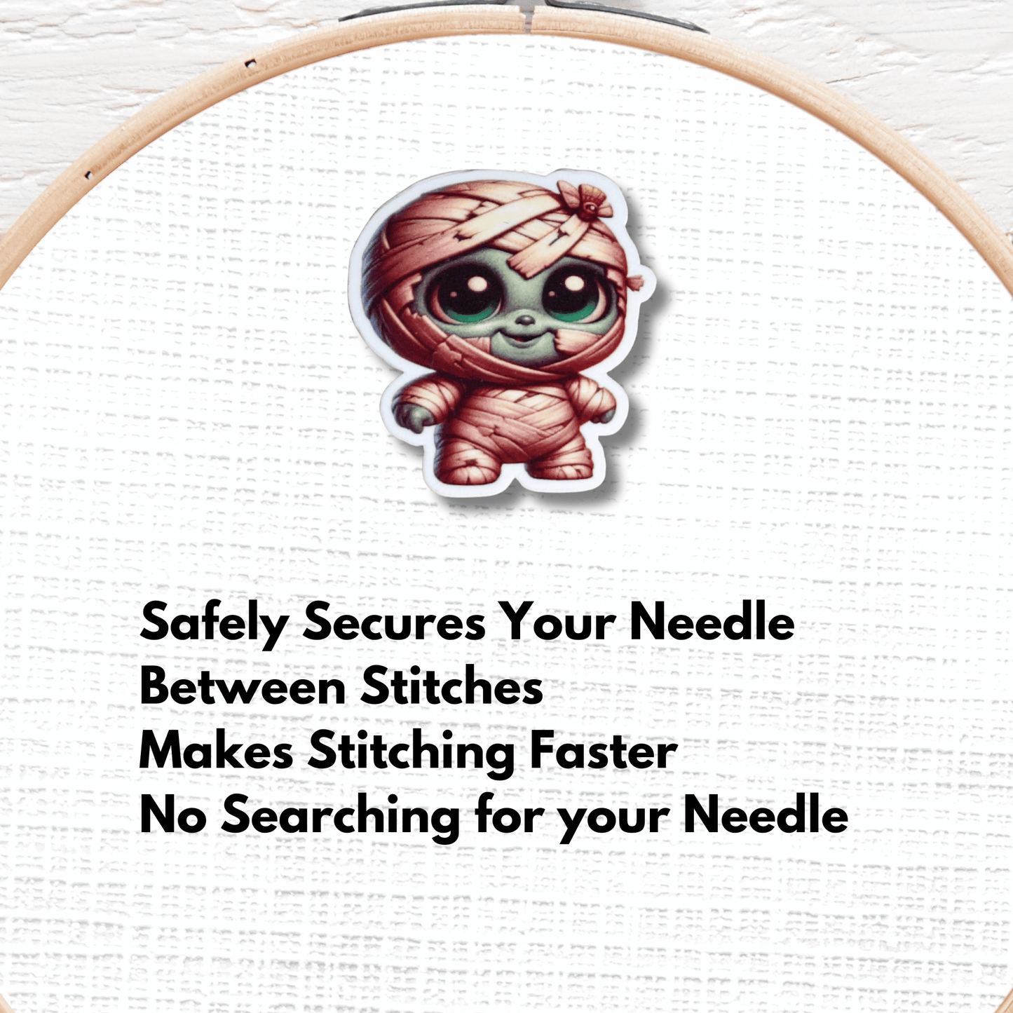 Cute Spooky Zombie Mummy Magnetic Needle Minder for cross stitch and embroidery