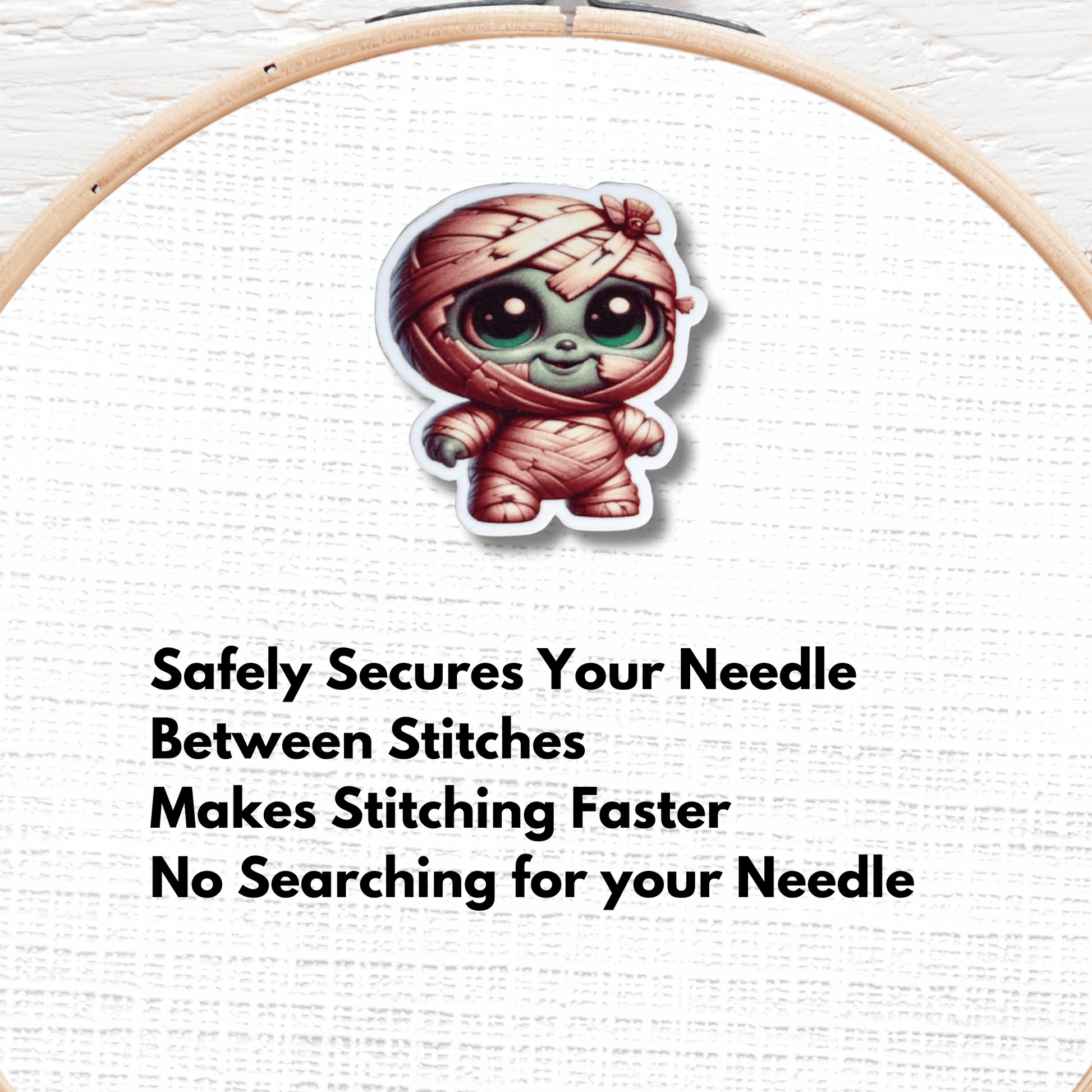 Cute Spooky Zombie Mummy Magnetic Needle Minder for cross stitch and embroidery