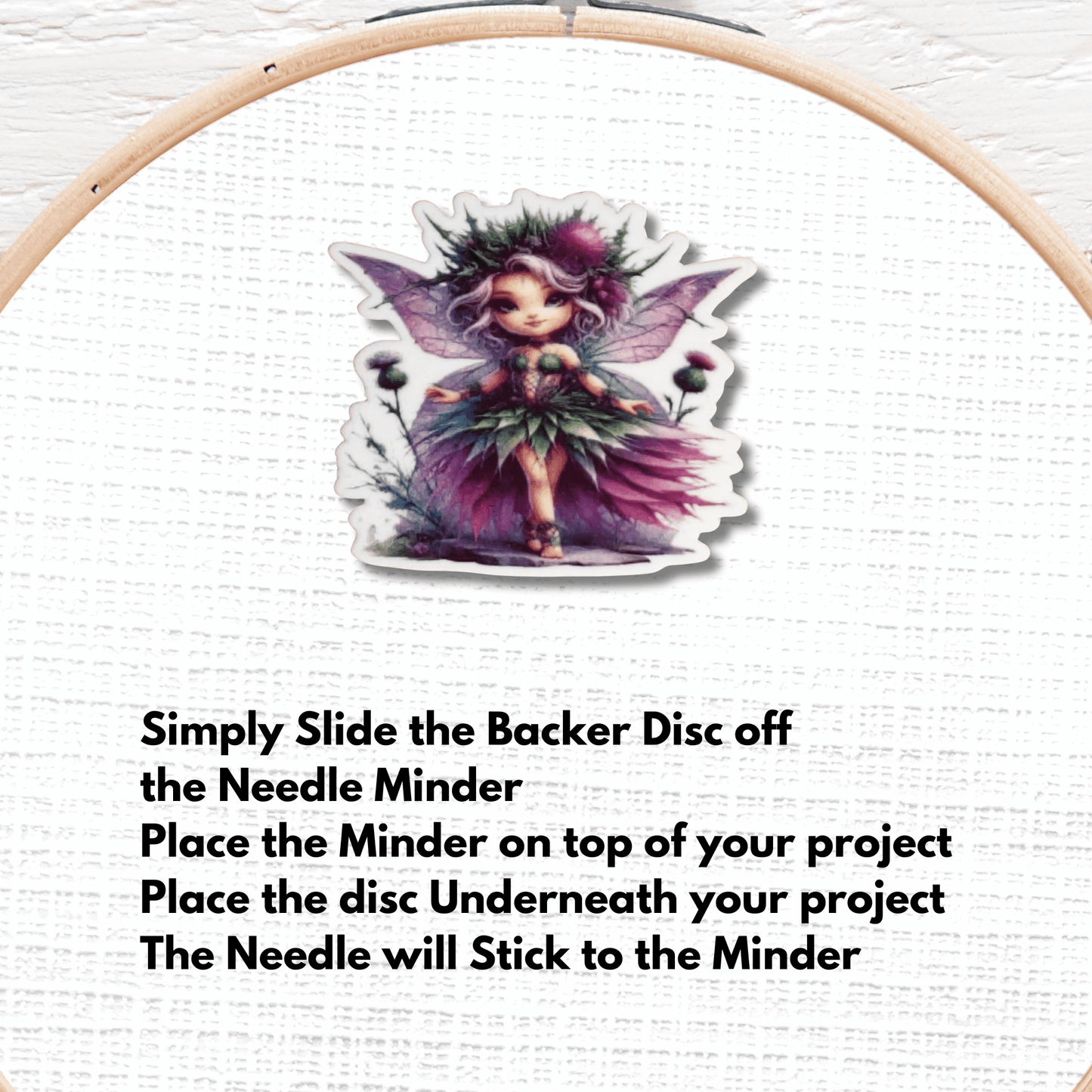 purple wing fairy magnetic needle holder cross stitch accessory