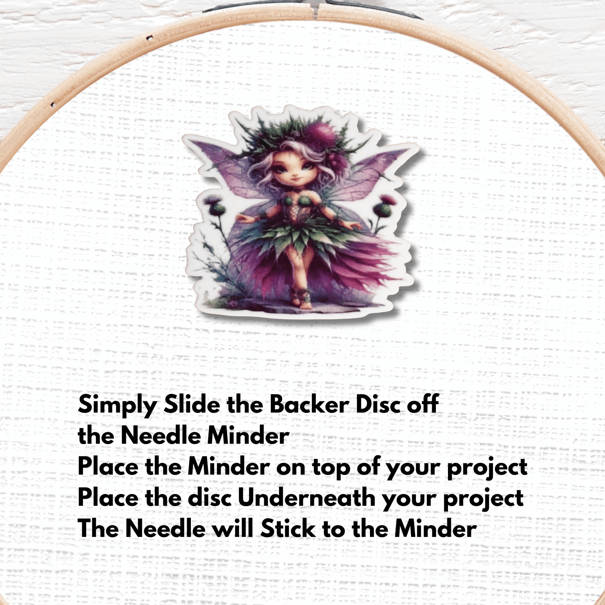 purple wing fairy magnetic needle holder cross stitch accessory