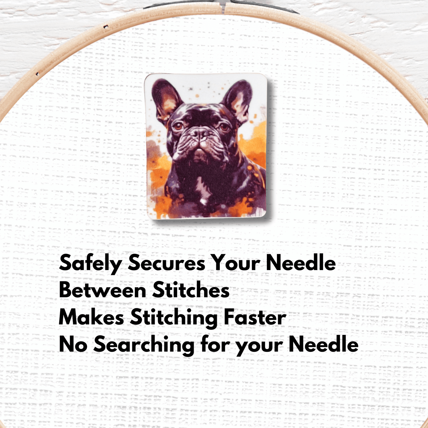 Fall Black French Bulldog Portrait magnetic needle minder for cross stitch and embroidery